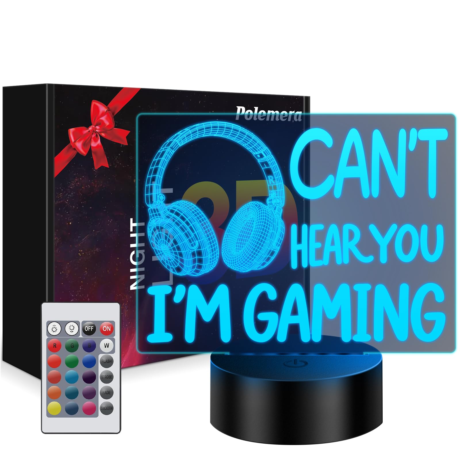 Cant Hear You Im Gaming Night Light, Cool Gamer Gifts for Boys Men | Gaming Lamp Decor, Gamer Room Decor, Gaming Accessories, Gaming Stuff, 3D Illusion Lamp, 16 Colors, Remote/Touch Control