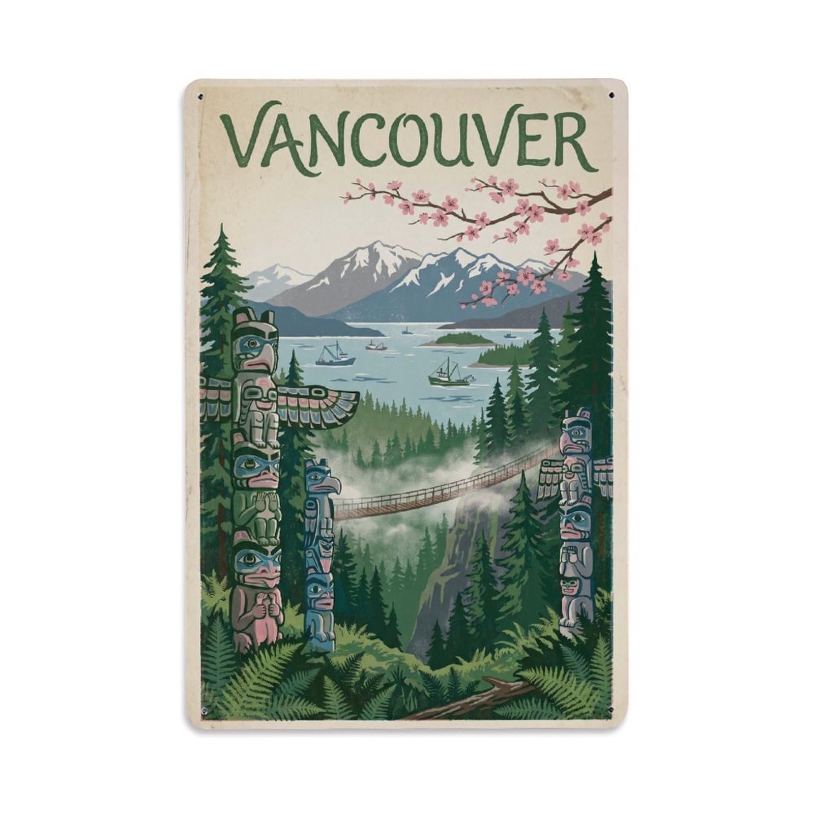 Gead 8X12inch Style Canada Vancouver Vintage Travel Metal Tin Sign