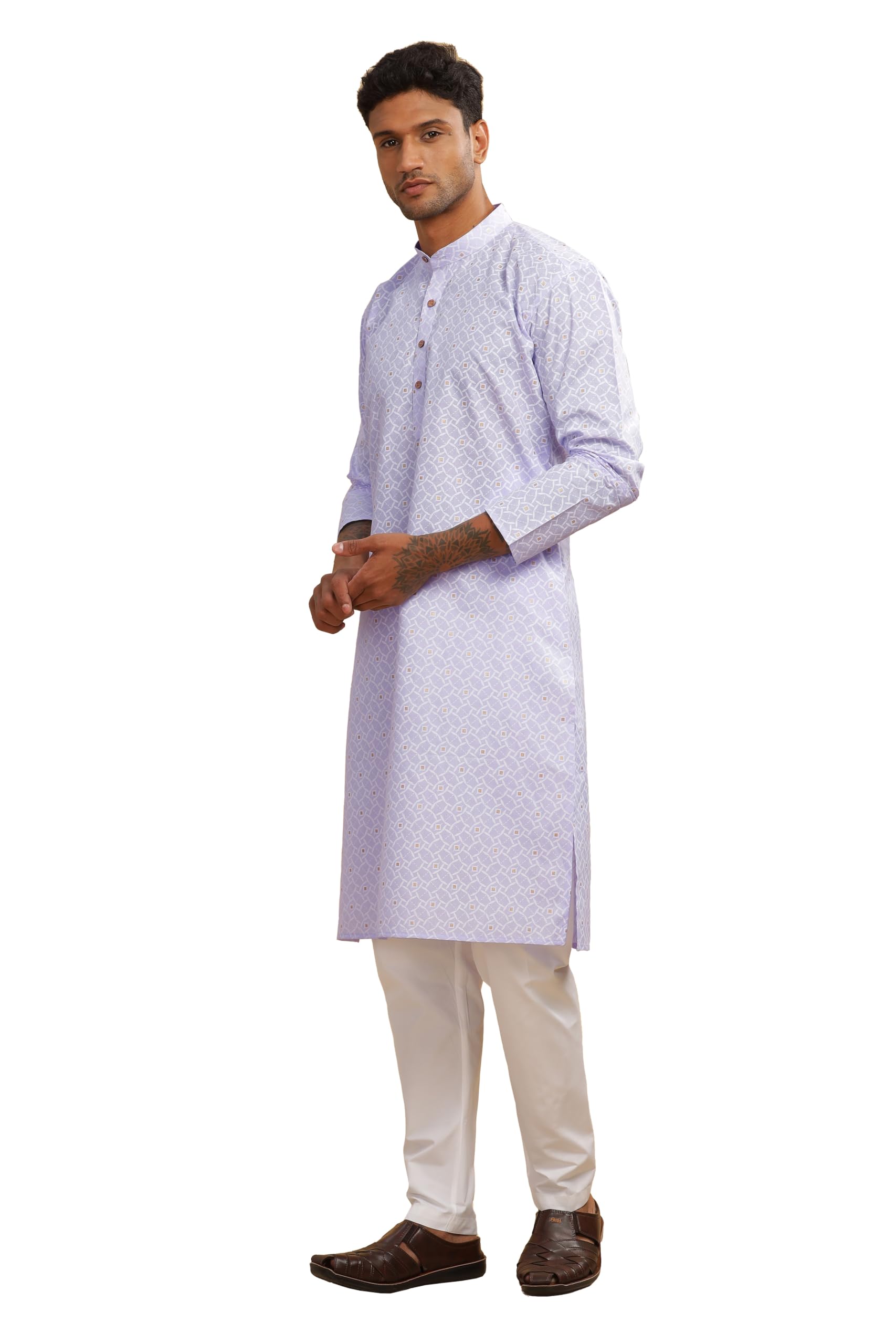 Be Active Men's Cotton Regular Kurta (C-399-4_Purple