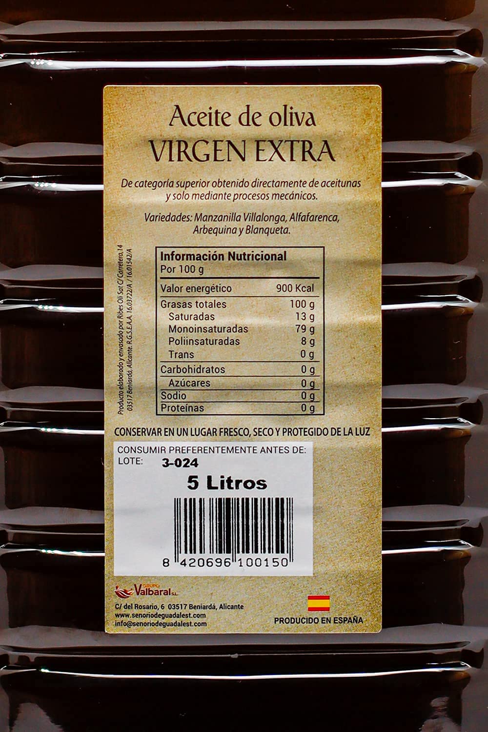 Aceite de Oliva Virgen Extra 5 Litros, Aceite de Oliva para Ensalada Cocinar, Garrafa 5 L Aceite de Oliva Virgen Extra Prensado en Frío SEÑORÍO DE GUADALEST (1)