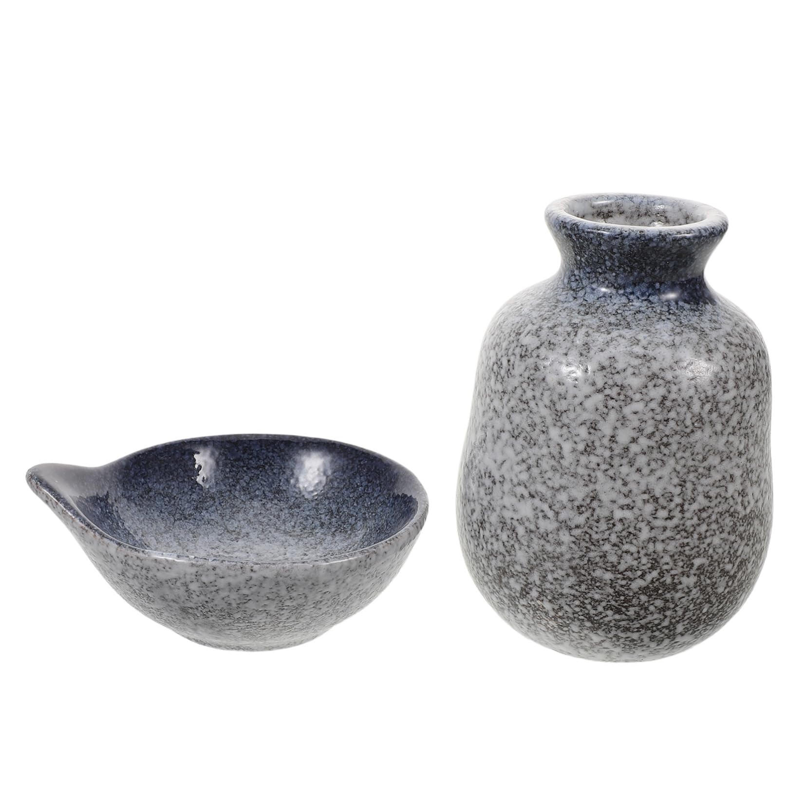 TOPPERFUN 1 Set Handmade Ceramic Sake Set Tokkuri Bottle Ochoko Cups Minimalist Design Dishwasher Safe for Easy Cleaning for Wine Tasting and Decor