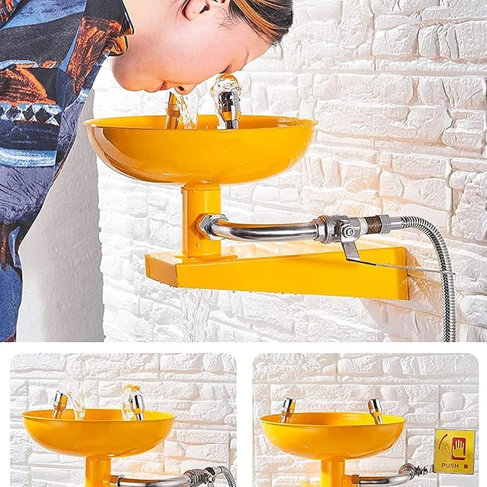 Estación de lavado de ojos de pared con cubierta protectora, estación de lavado de ojos para plantas químicas, fábricas, escuelas y laboratorios