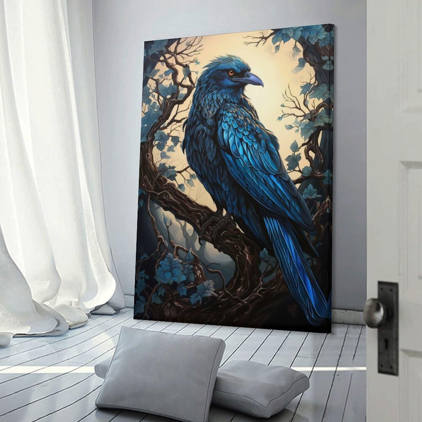 Junmoney Crow Canvas Wall Picture 08x12inch(20x30cm), for Entryway, Lounge Links Or Small Walls, Decorative Canvas Styling for Entry Areas