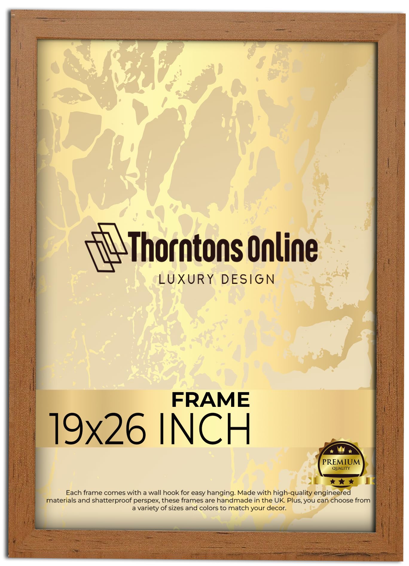 19x26 Inch Poster Picture Frame Walnut (48.26x66.03) |Acrylic front| |mdf backing with both ways hanging hooks|Ideal for Artwork and Decor