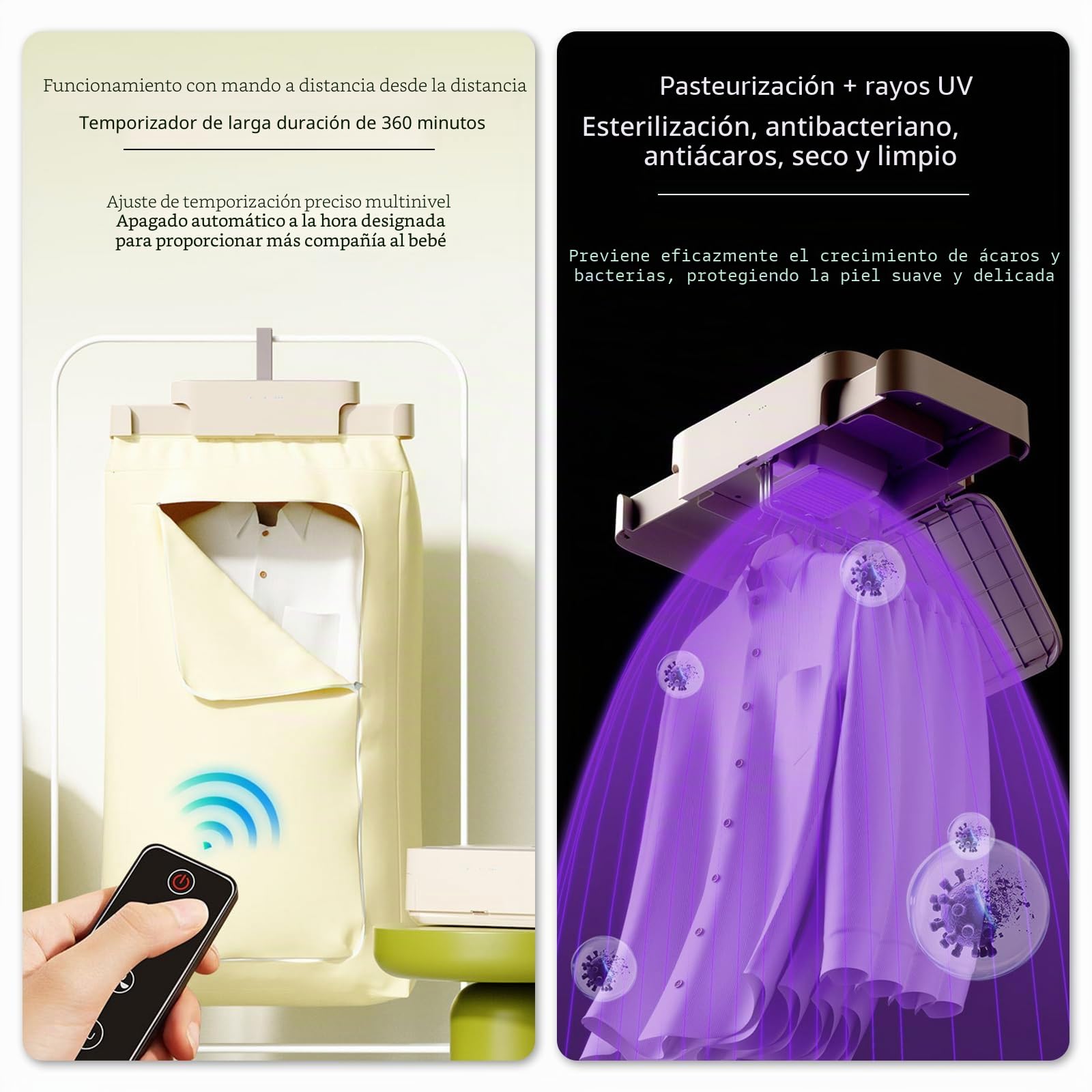 Mini Secadora, Extensible Secadora de Ropa Portatil con Esterilización Ultravioleta, Secadora Pequeña de Ropa para viajes, apartamentos y residencias estudiantiles