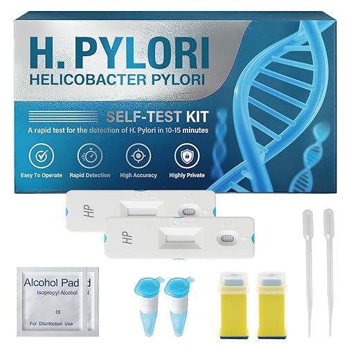 H Pylori Test Kit - 2 Pack, H Pylori Self Home Test with 99.9% Accuracy, Fast 10-15 Min Results, Easy to Use, No Lab Visit Required
