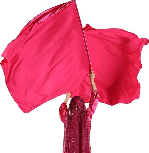 Wuchieal Banderas rectangulares de adoración de 51 x 45 pulgadas, banderas de alabanza con varillas escalables, 1 par (rosa oscuro)