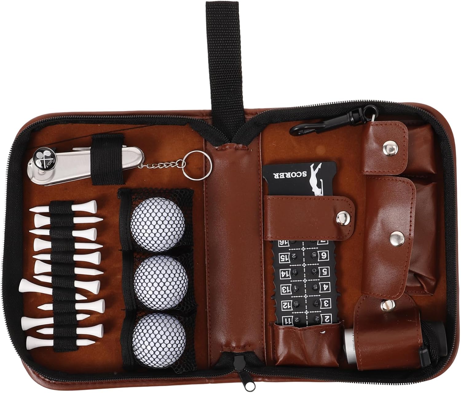 HANABASS 1set Portable Golf Tools Kit Multiple Compartments for Easy Organization Outdoor Golf Accessory Bag for Tees Scorecards and More Lightweight and Stylish Supplies Pouch