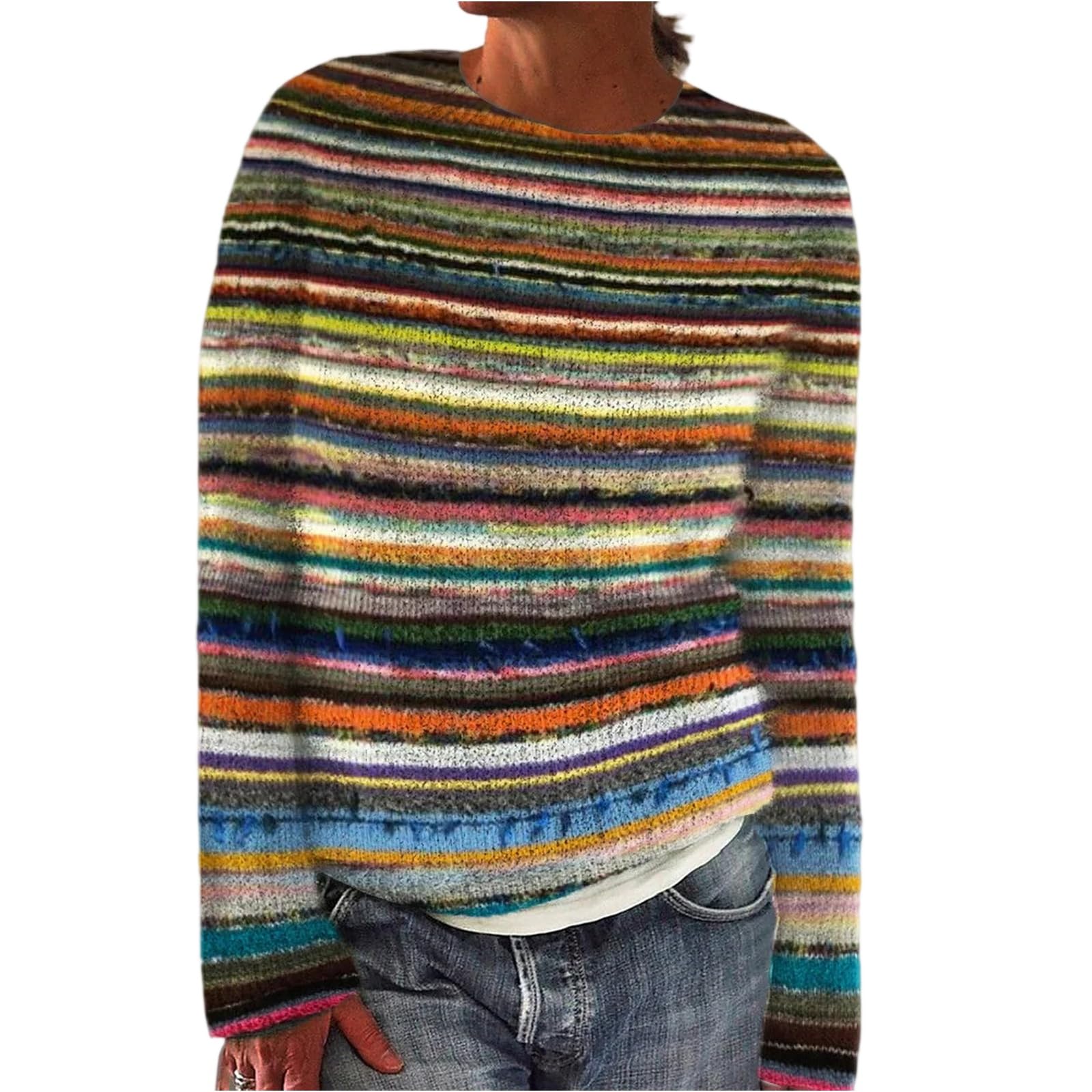 Fair Isle Sweater Women Retro Nordic Vintage Pullover Tops 2025 Fall Loose Long Sleeve Crewneck Knit Sweaters