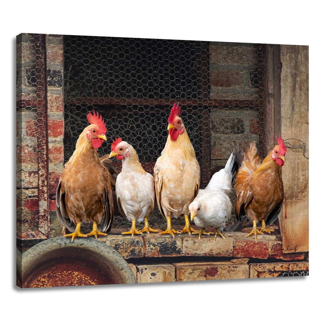 Woxfcart Farmhouse Chicken Wall Art Canvas, Rustic ...