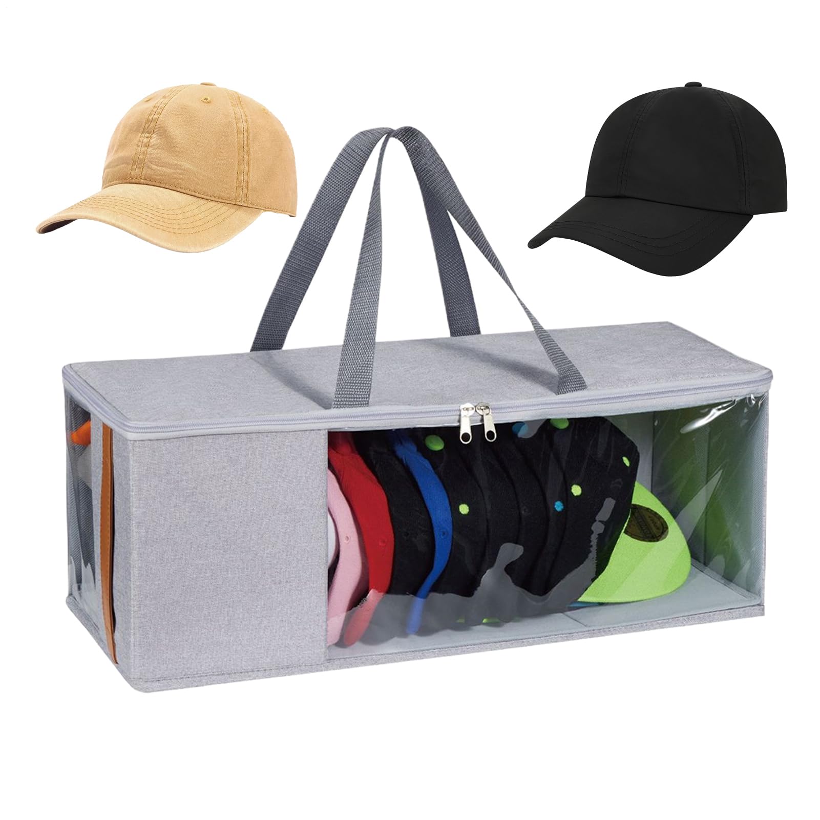 Baseball Hat Storage Bag | 20.47x8.66x8.27 inches Baseball Hat Storage Case for Travel | Large Capacity Organization Solution Dust-Proof for Closet, Wardrobe, Dormitory, Hotel