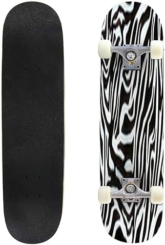 Miniatura 1 de Dibujo a mano abstracto sin costuras diagonal cebra rayas tigre, monopatines para principiantes, 31 x 8 pulgadas, tablas cóncavas de arce doble