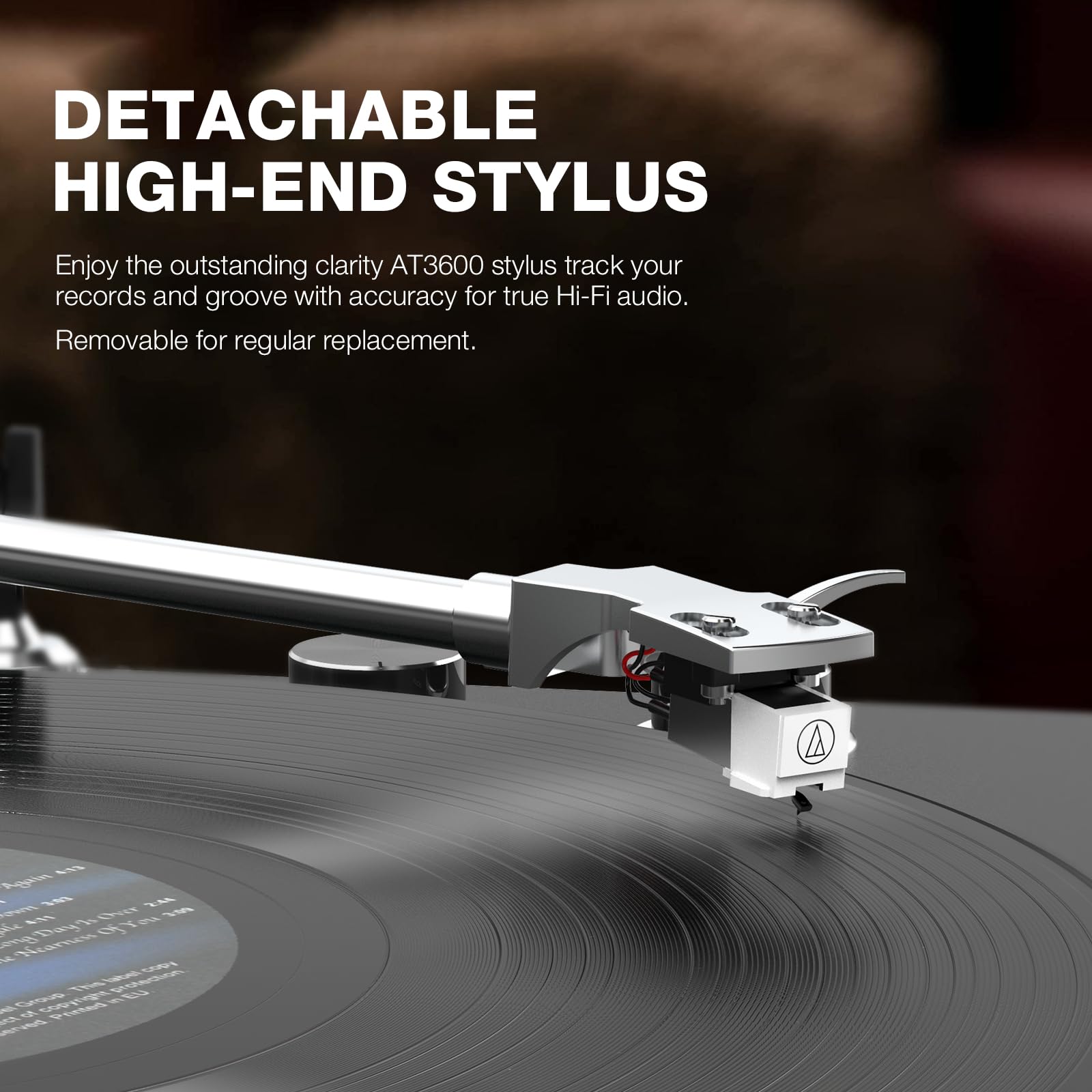 Giradischi Vinili Trasmissione a Cinghia con Connettività di Uscita Wireless, Lettore con Contrappeso Regolabile e Cartuccia Magnetica e 2 Velocità 33/45 RPM, Conversione USB, Linea Fono