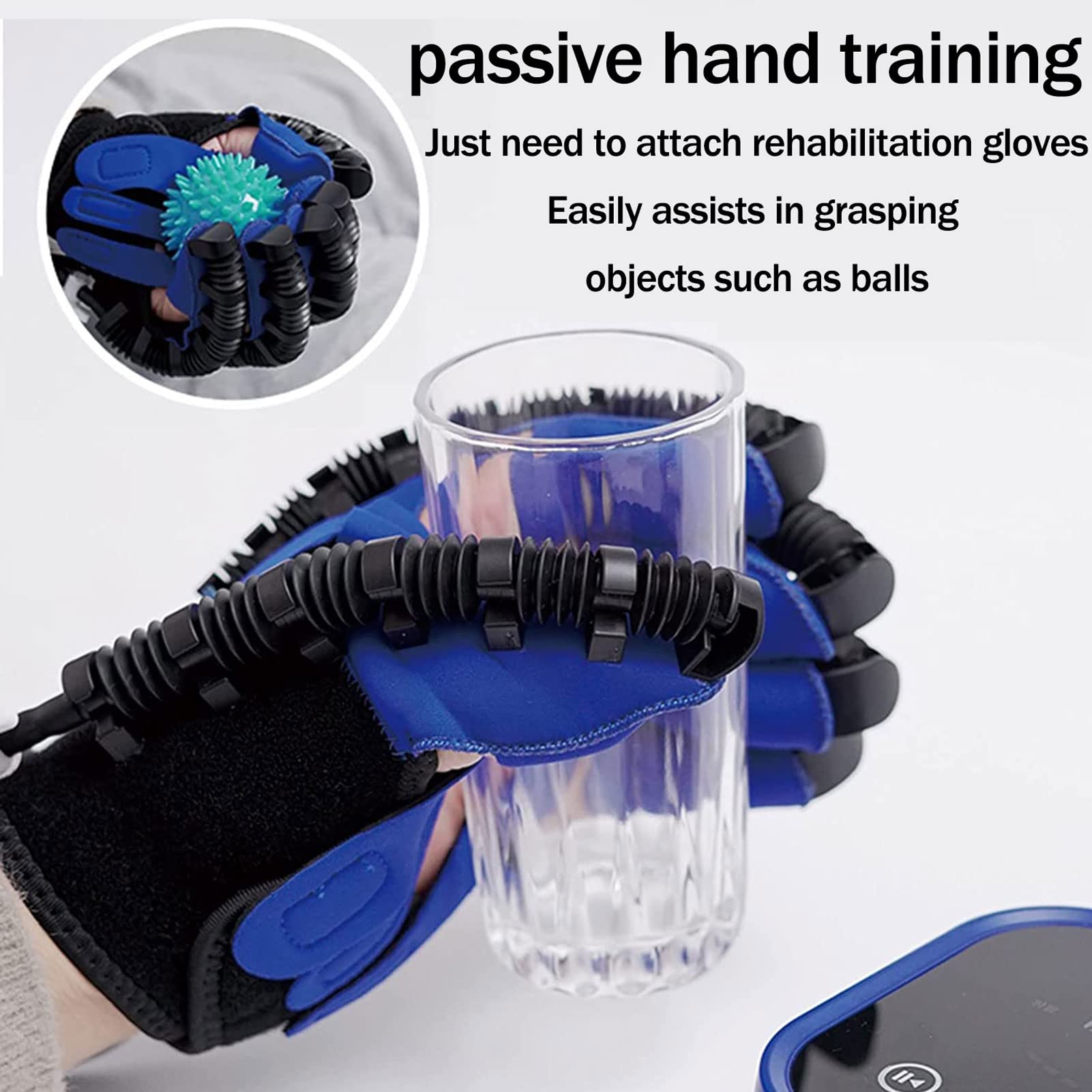 Guantes De Robot De Rehabilitación, Entrenamiento de Dedos Férula de Mano, Ortesis de Dedo para Funcional Disfunción de Mano de Pacientes con Hemiplejia por Ictus(Size:Derecha-L)