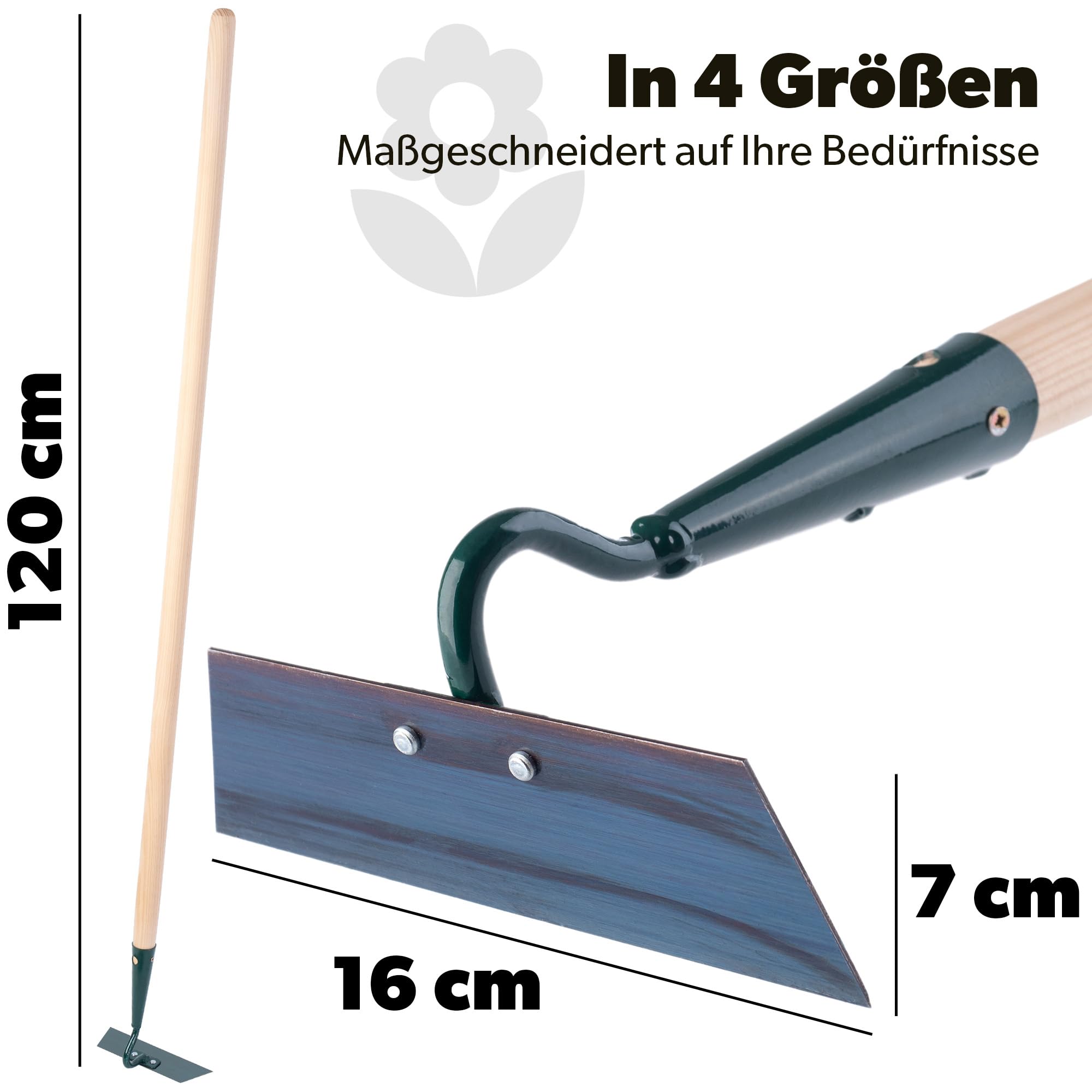 KADAX Hacke, Gartenhacke zum lockern, lüften und jäten des Bodens, für Garten, Blatt aus Metall, Gartenzubehör, Unkrauthacke zum entfernen von Unkraut, Grubber (Arbeitsbreite: 16 cm, mit Holzstiel)