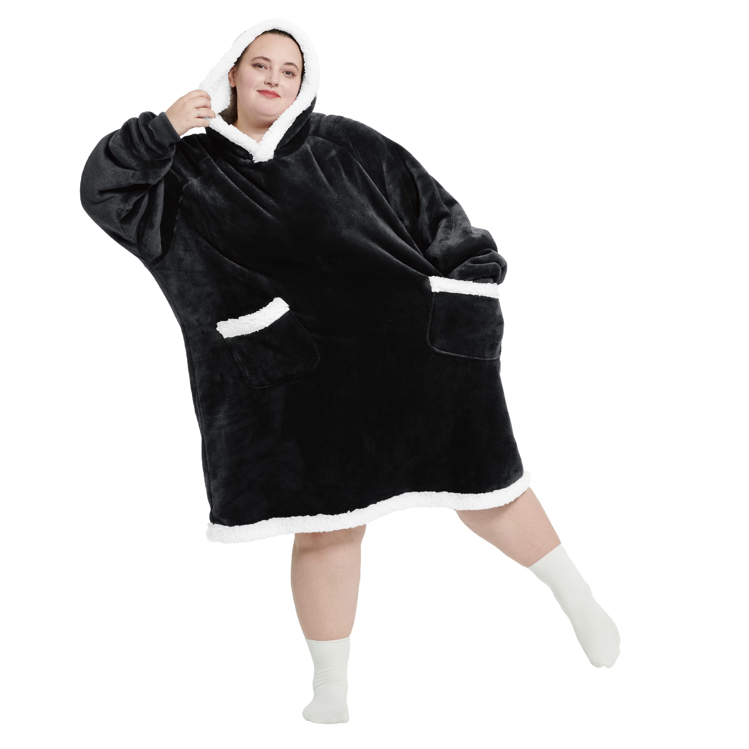 Sherpa Fleece Giant Hoodie Blanket 