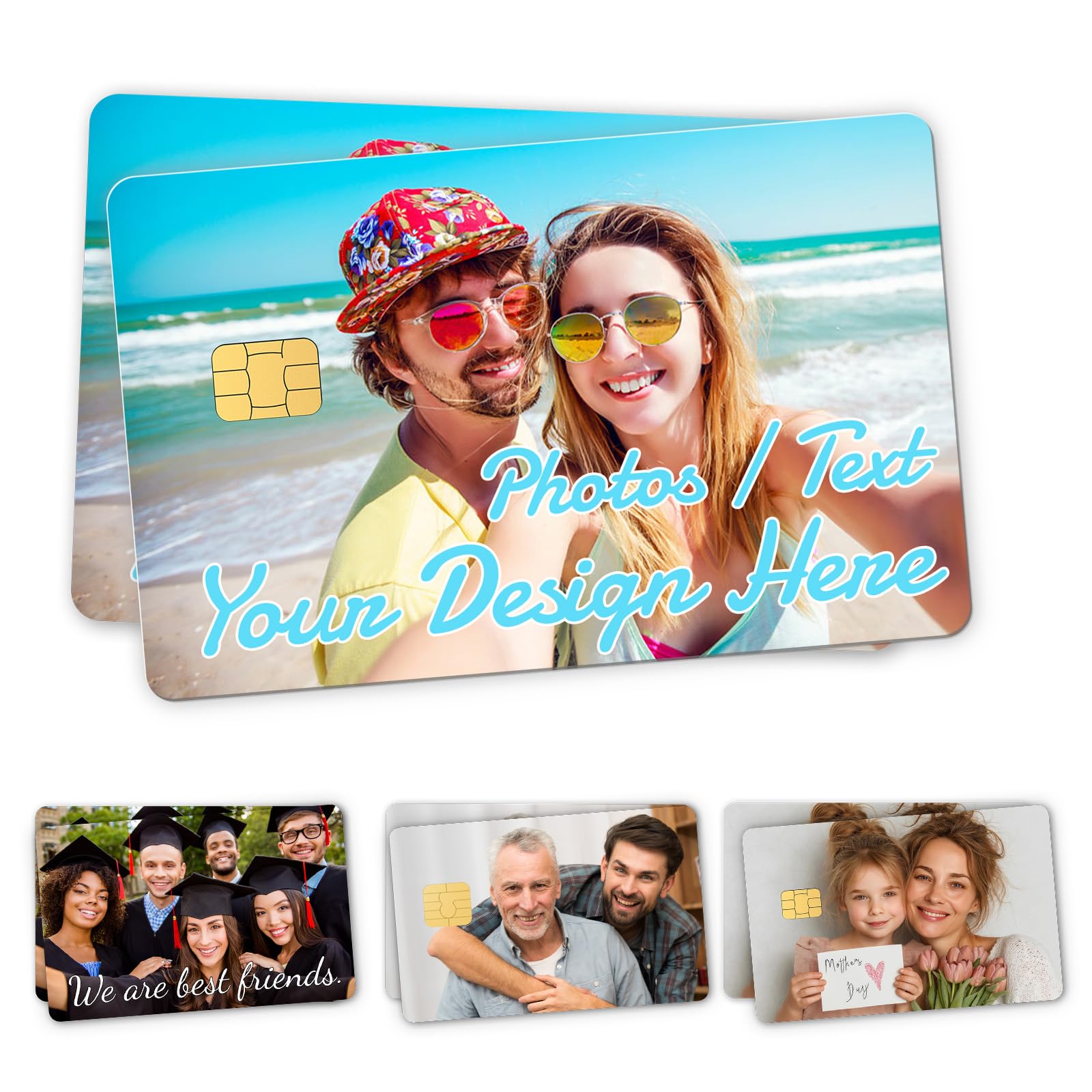 XSTZR Custom Credit Card Skin – Personalized Photo,Text or Logo Card Sticker Cover,Waterproof Scratch-Resistant Vinyl Decal,Removable No Residue for Credit,Debit,Key,Metro Cards,ID&Transit Cards