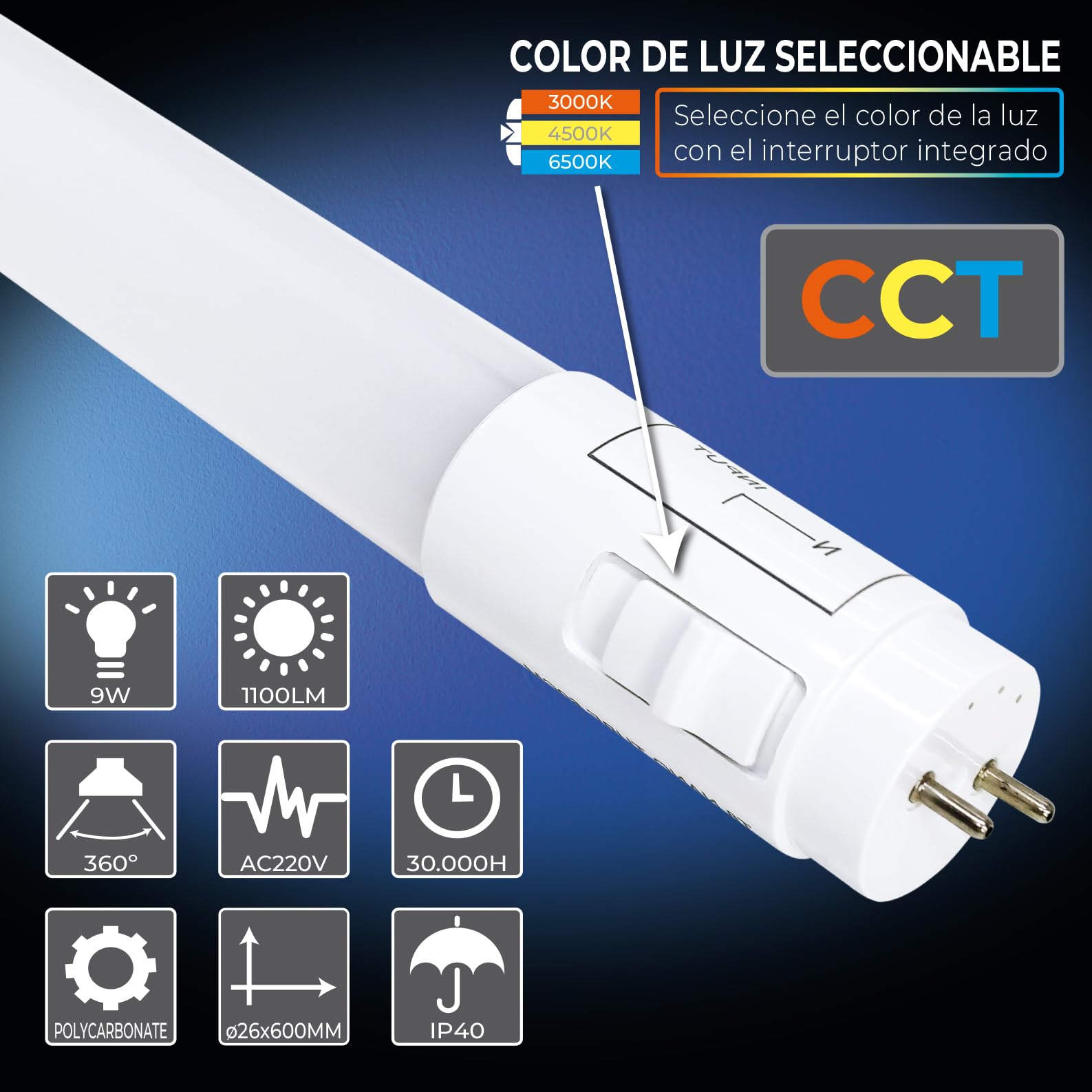 LED ATOMANT 24x Tubo LED T8 60cm 9W CCT 3000-6500K 1100lm