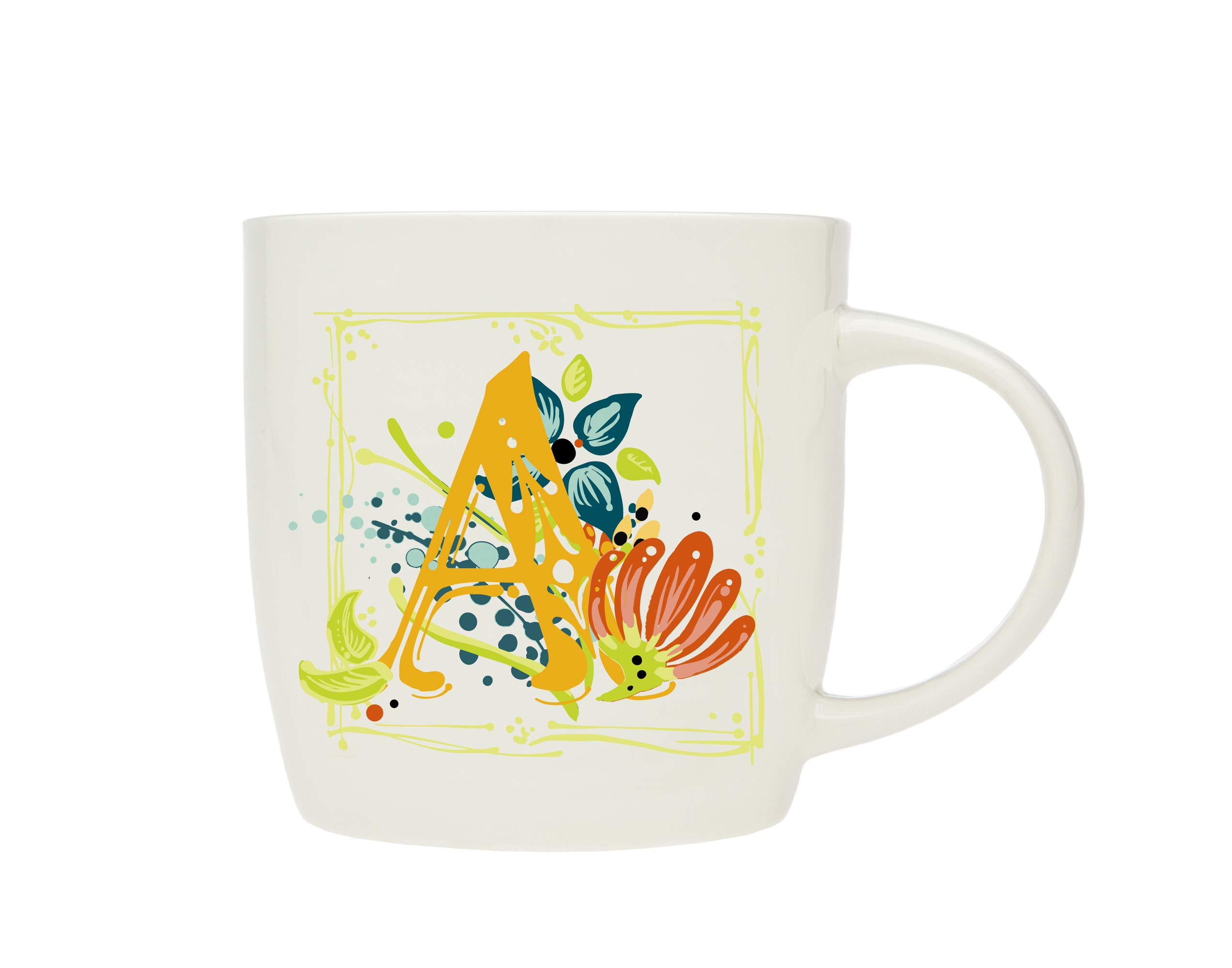 Godinger Block Letter A Coffee Tea Mug Garden Print - 14 oz