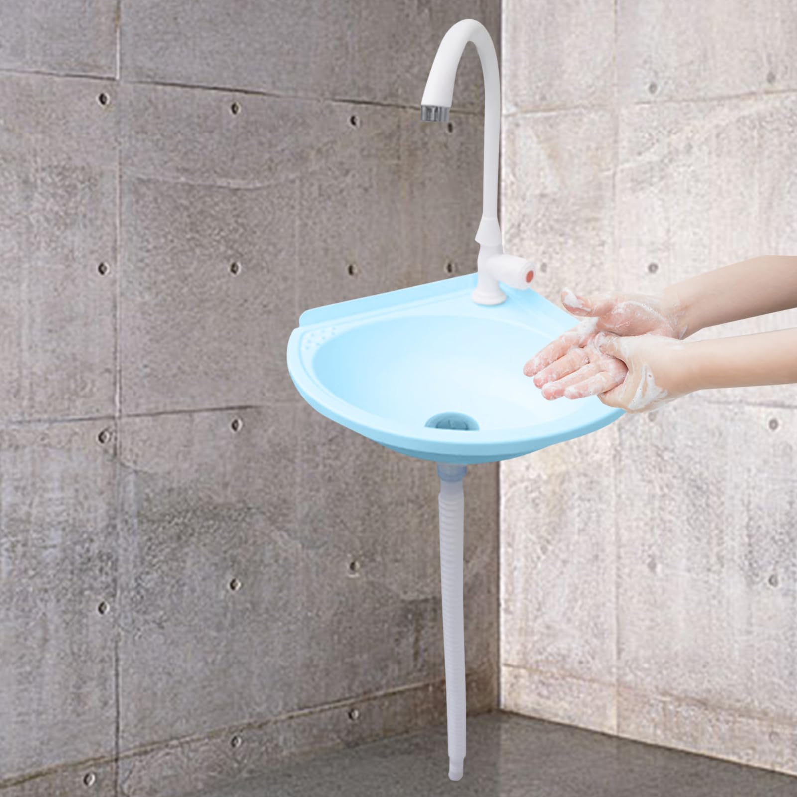 Lavabo de pared,Plástico Lavabo,Diseño Minimalista,27.5x27.5x11cm(WxDxH),saludable y duradero,mejor opción para WC, baños, guardarropas, inodoro, cocina(azul) (B)