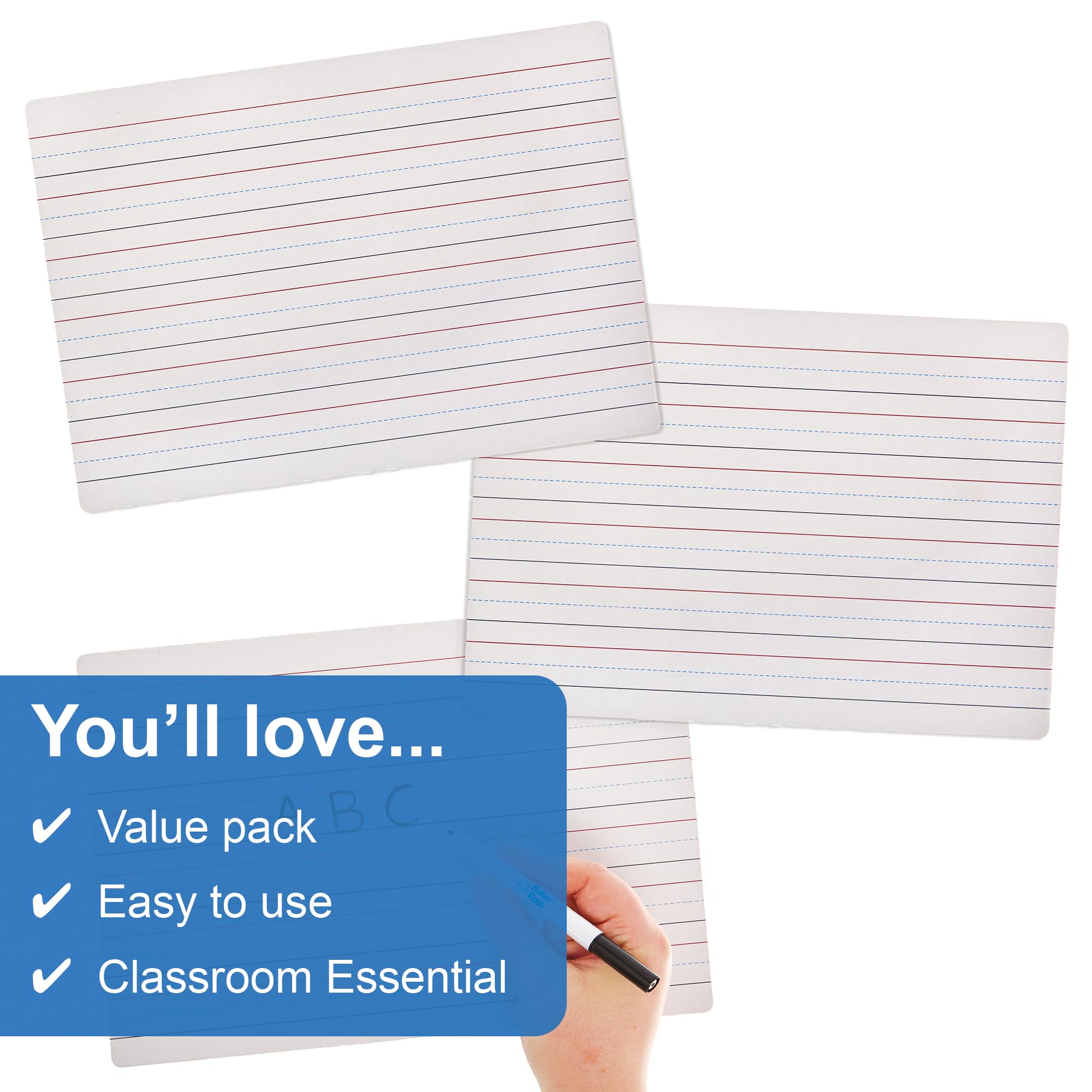 Baker Ross FN114 Dry Erase Lined A4 Whiteboards - Pack of 10, Mini Portable Whiteboards for Classrooms Schools and Teachers - Image 3
