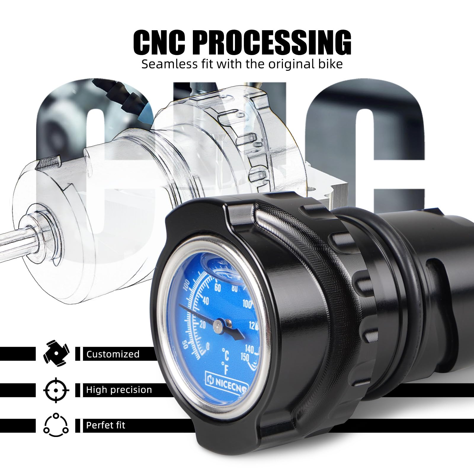 NICECNC Jauge d'huile avec thermomètre et joints toriques compatible avec Harley Iron 1200 XL1200NS 2018-2021, Sportster XR1200 2009-2010, SuperLow XL1200T 2014-2017, vérifier l'ajustement