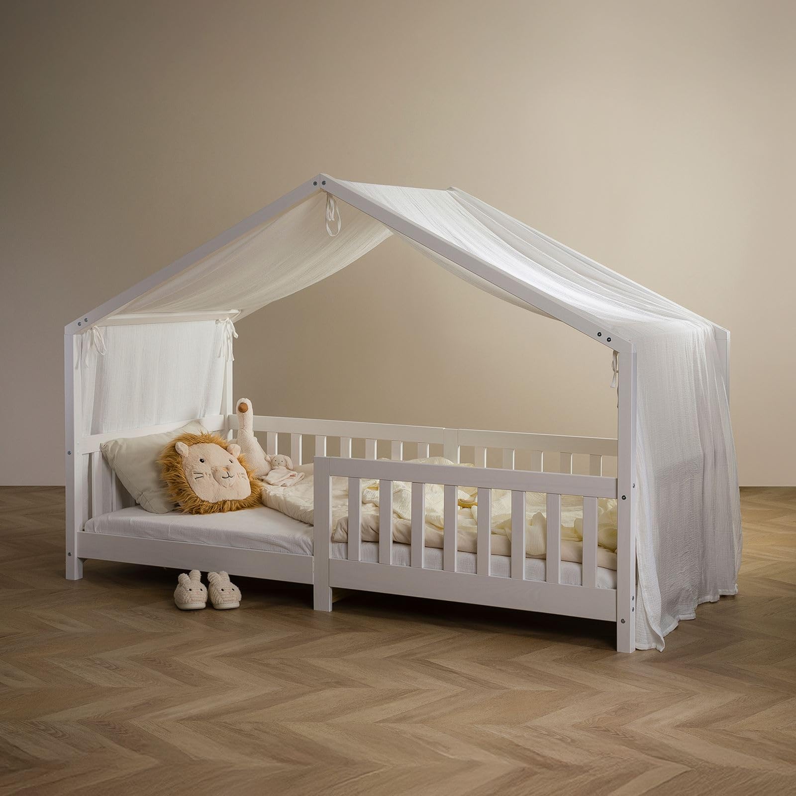 IDIMEX Rideau de lit LIAN en Mousseline 100% Coton 125 x 390 cm, pour Lits cabanes Enfants, Tissu léger et Doux, Blanc