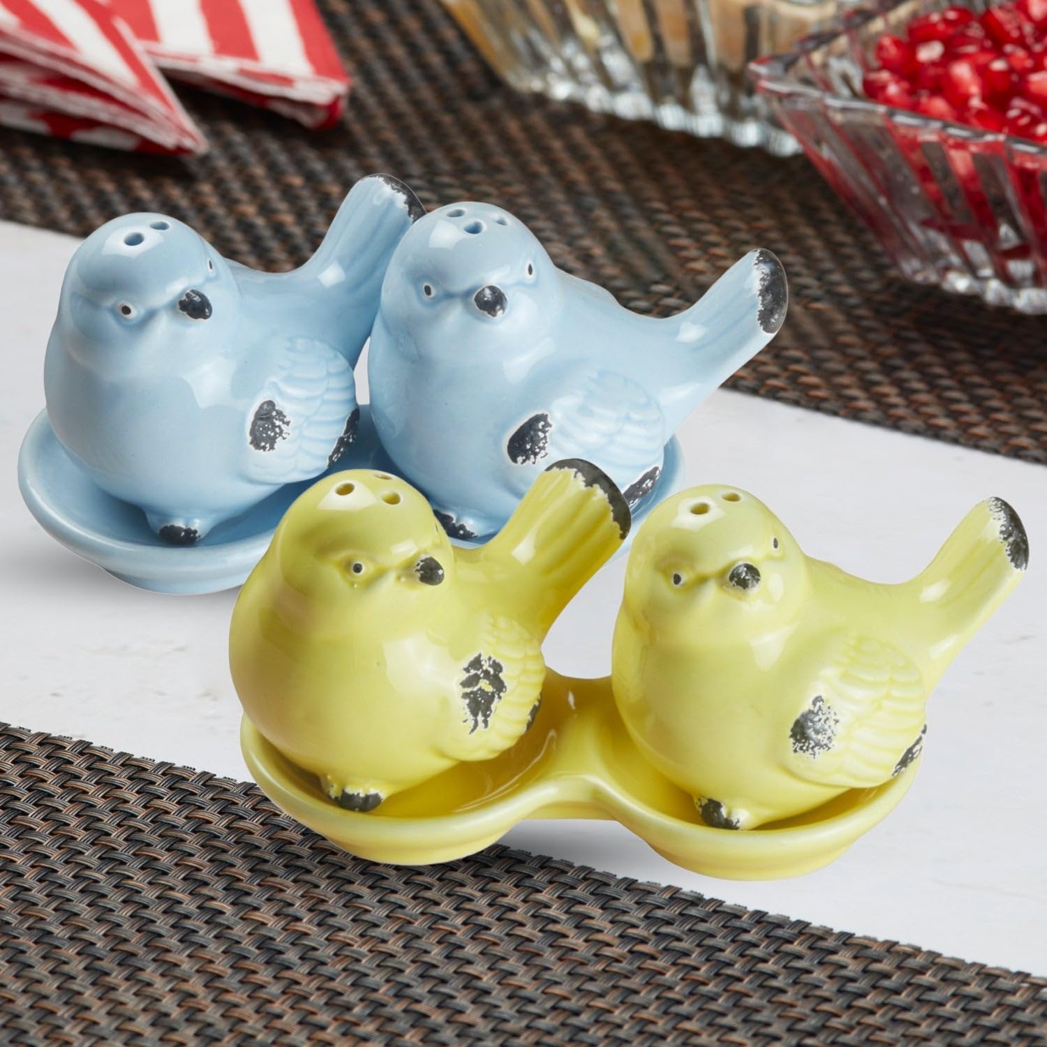 Kookee Ceramic Salt Pepper Set of 2 with Tray | White, Yellow (10663) — Amazon image 9
