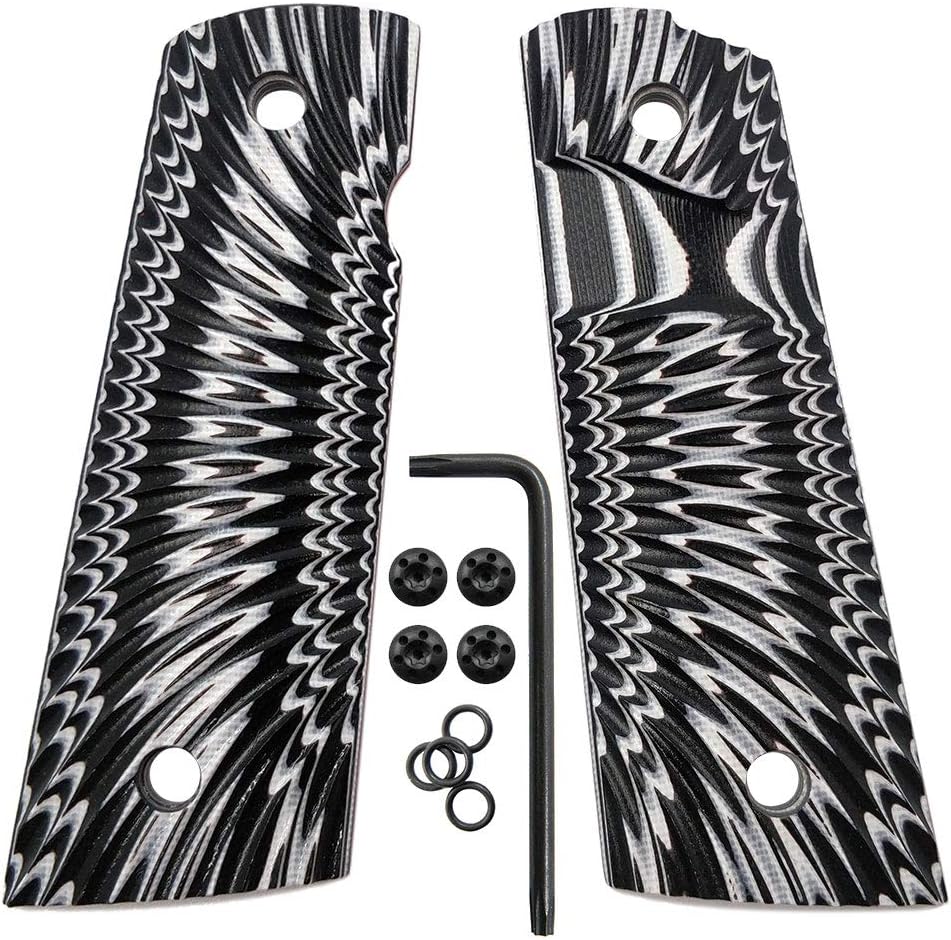 1911 G10 Grips, Black Screws Included, Full Size (Government/Commander), Magwell Cut, Big Scoop, Ambi Safety Cut, Sunburst Texture