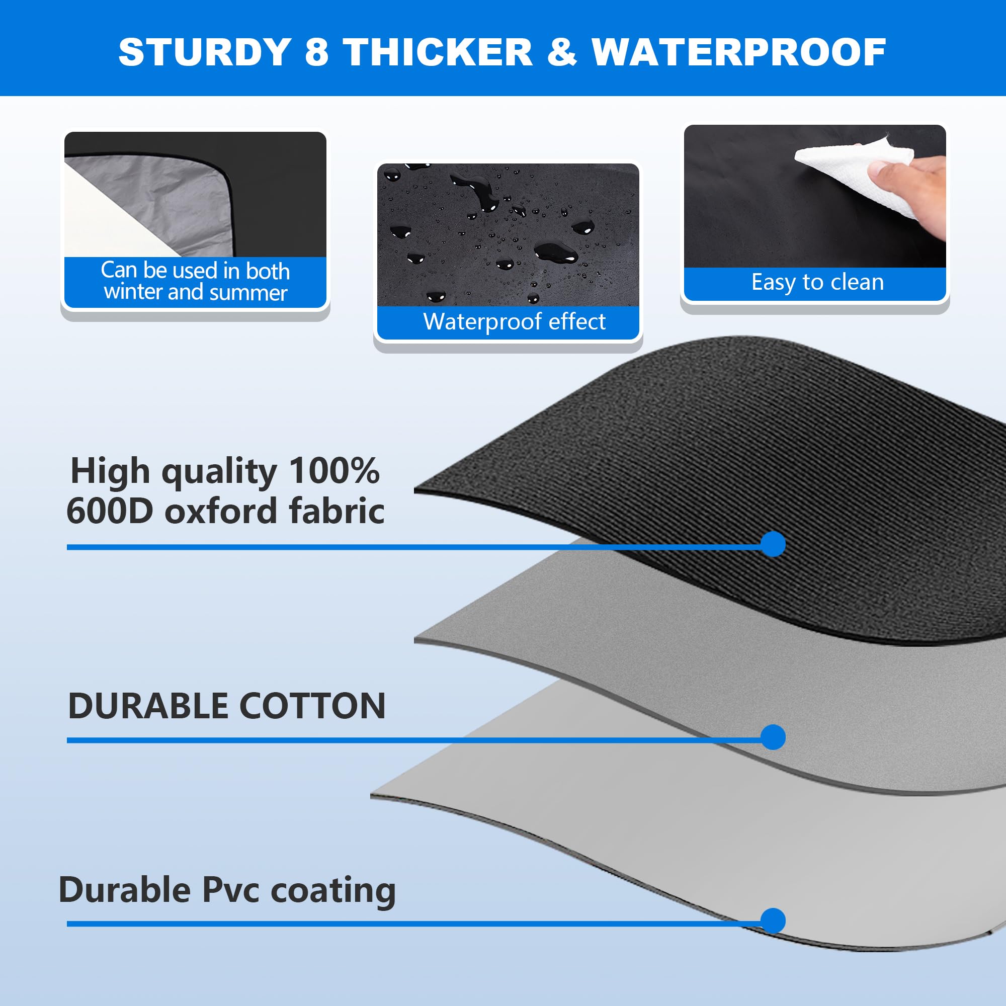 Windshield Cover for Ice and Snow New Upgraded Heavy Duty Windshield Snow Cover Extra Large Size 75x45 Windproof — view 7