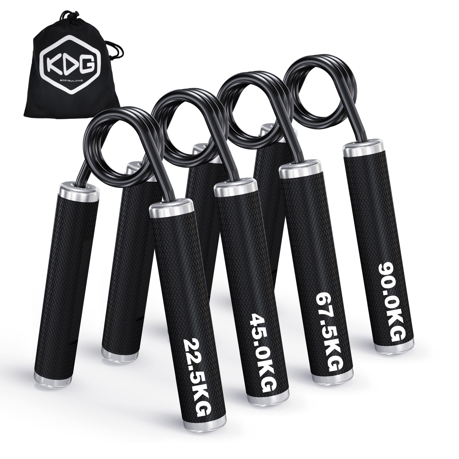 KDG Handtrainer Unterarmtrainer 4er or 6er Pack,22.5KG-157.5KG Metall Griffkraft Trainer,Rutschfester Fingertrainer Handgriff-Stärker für Muskelaufbau und Hand-Rehabilitationsübungen