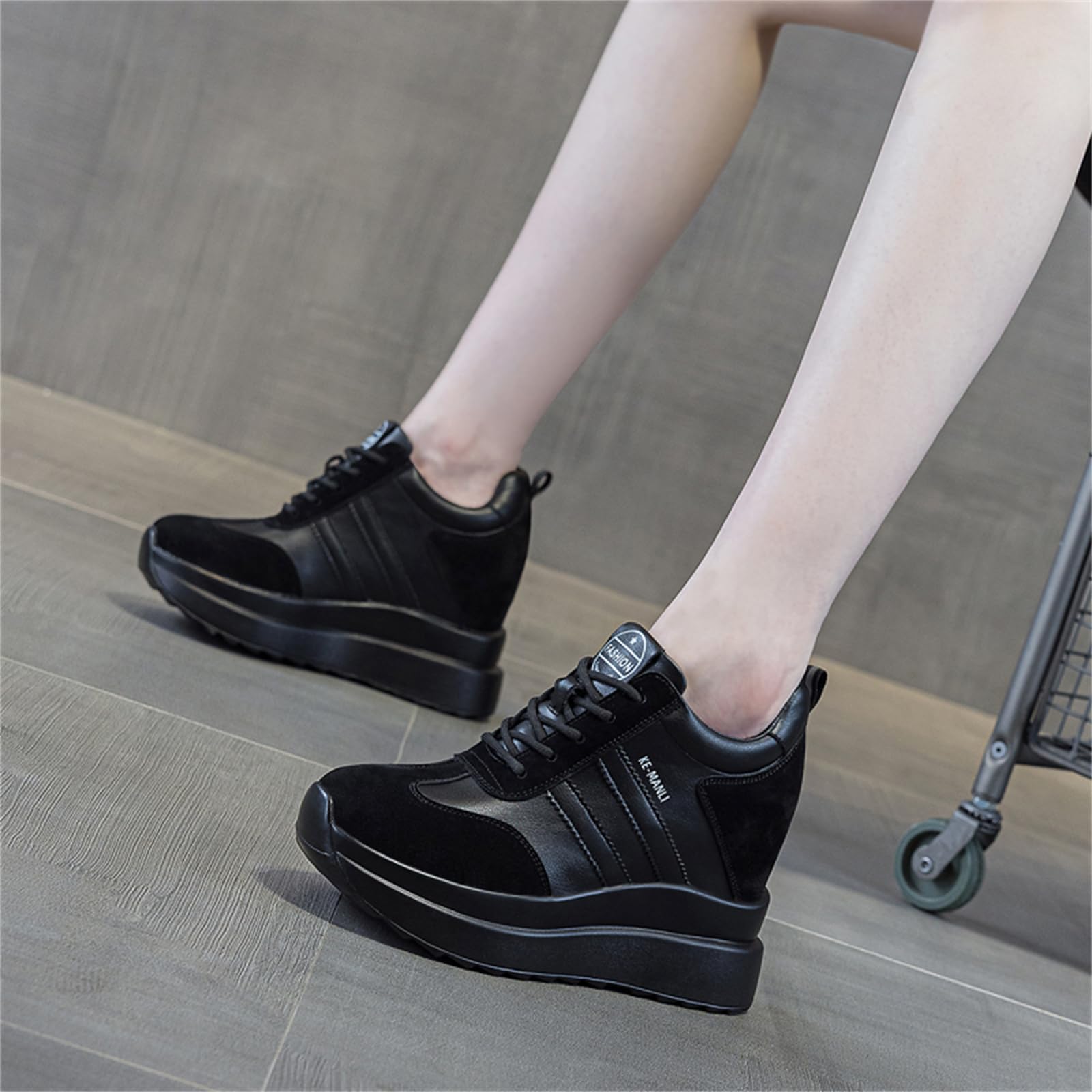 AONEGOLD Zapatillas de Deporte Cuñas Mujer Zapatos de Deporte Casuales al Aire Libre Transpirable Wedge Plataforma Sneakers Tacón Oculto 10CM