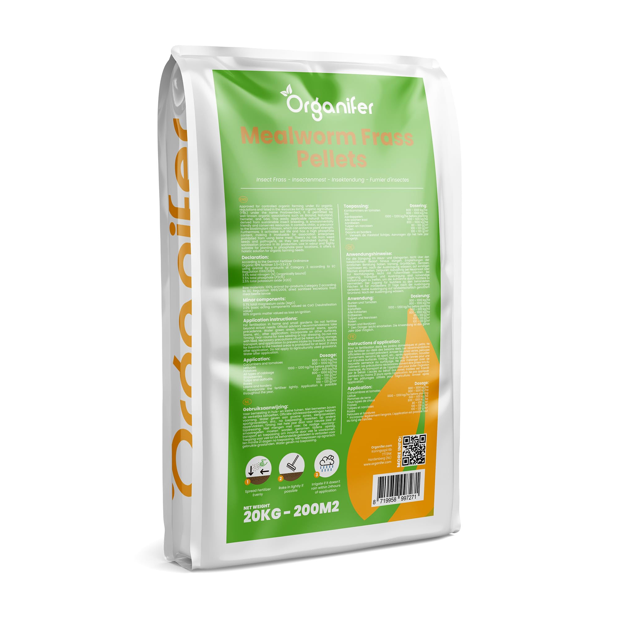 Frass Mącznika - 20kg = 200m2 - Wartość NPK 3,5-3,5-2,5