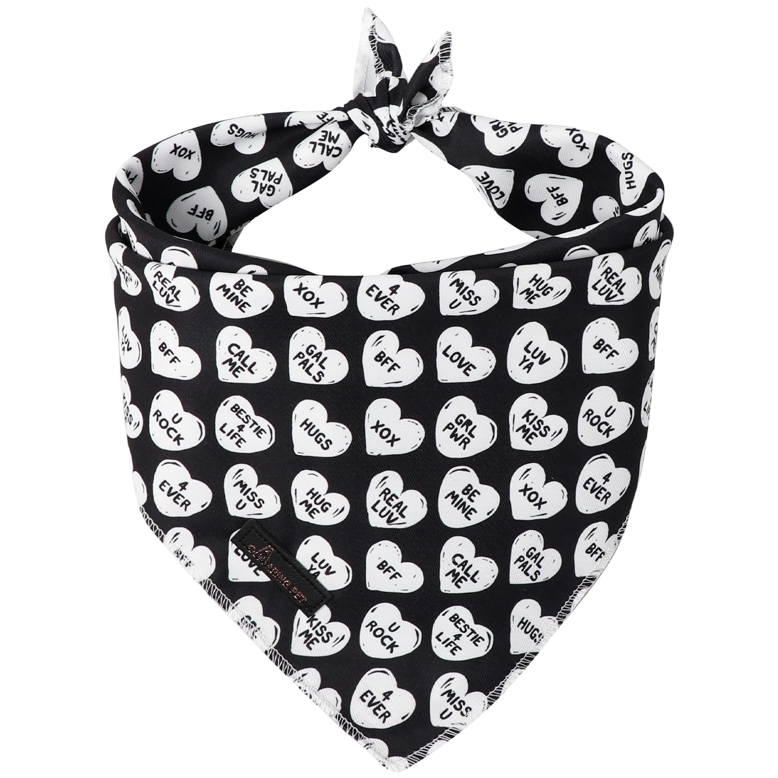 ARING PET Valentine's Day Dog Bandana, Cute Black White Pet Bandanas Scarf Triangle Bibs Handkerchief for Puppy Small Medium Large Boy Girl Dogs-S