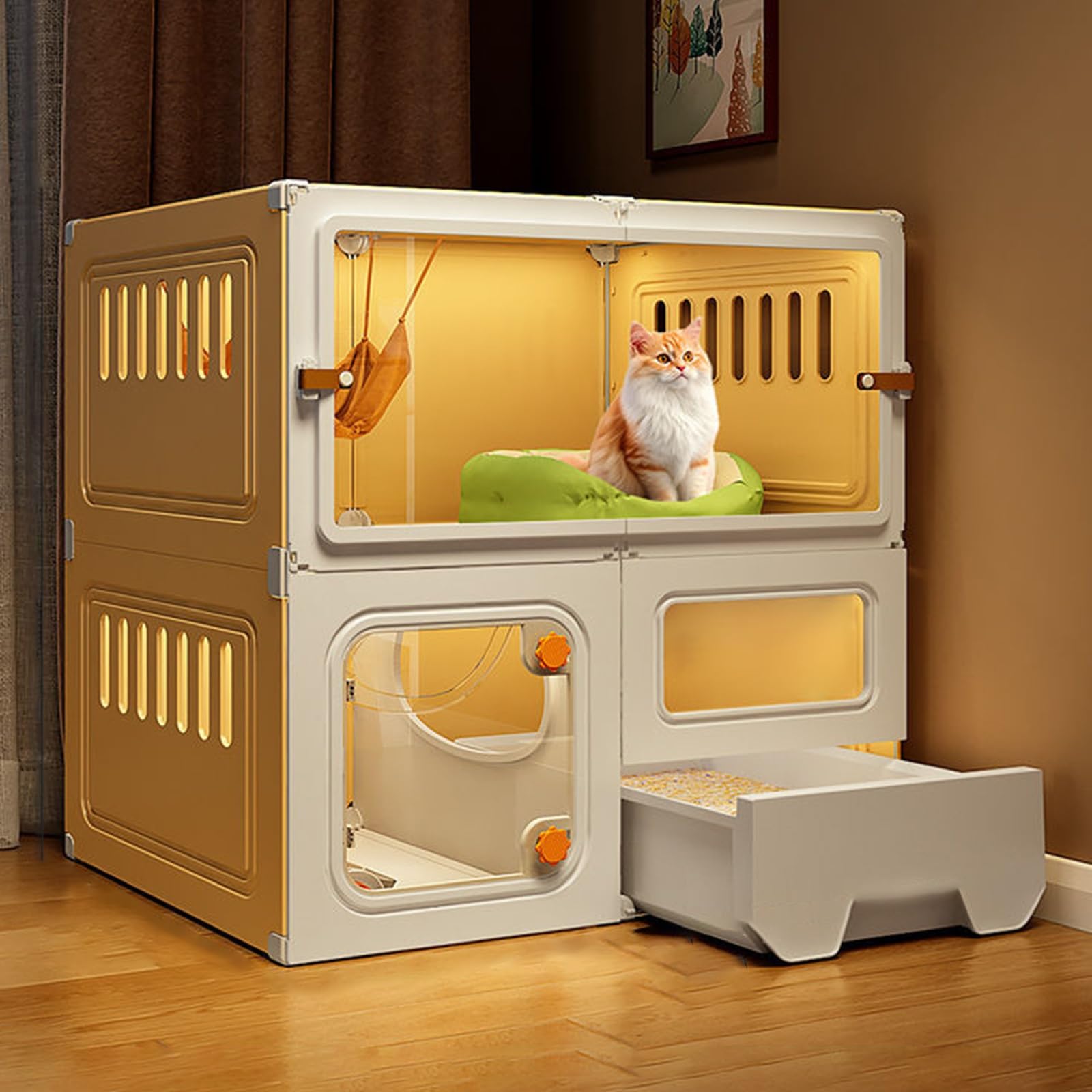 Chenils pour chats d'intérieur avec litière pour aménager un coin cosy dans le salon