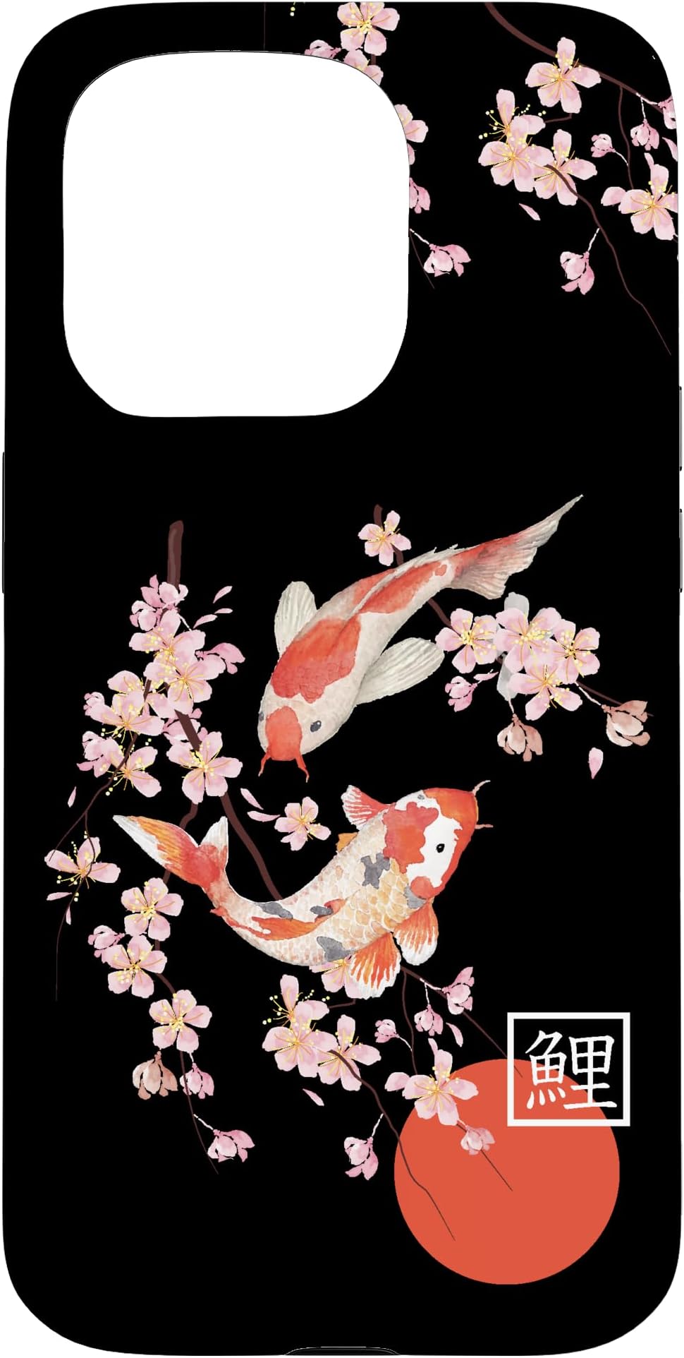 Cherry Blossom Koi Carp Fish Japanese Sakura Graphic Art Case for iPhone 15 Pro