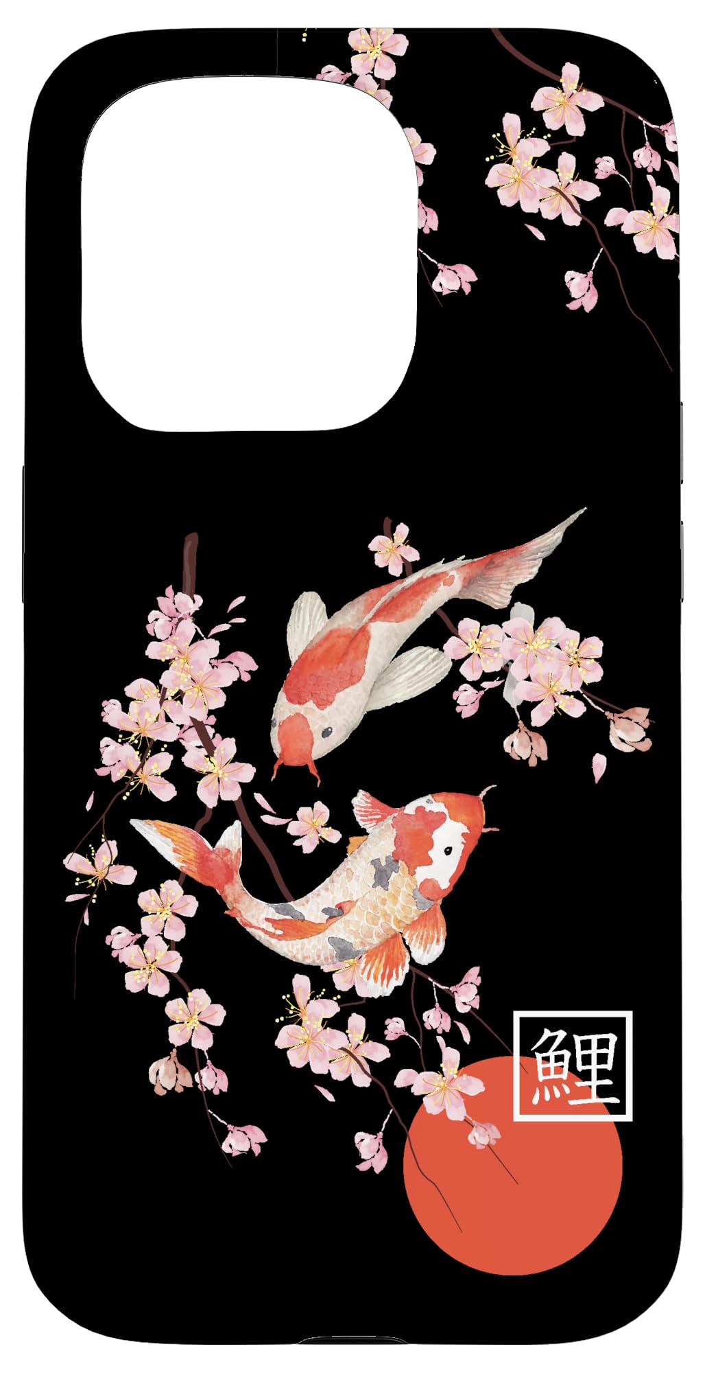 Cherry Blossom Koi Carp Fish Japanese Sakura Graphic Art Case for iPhone 15 Pro