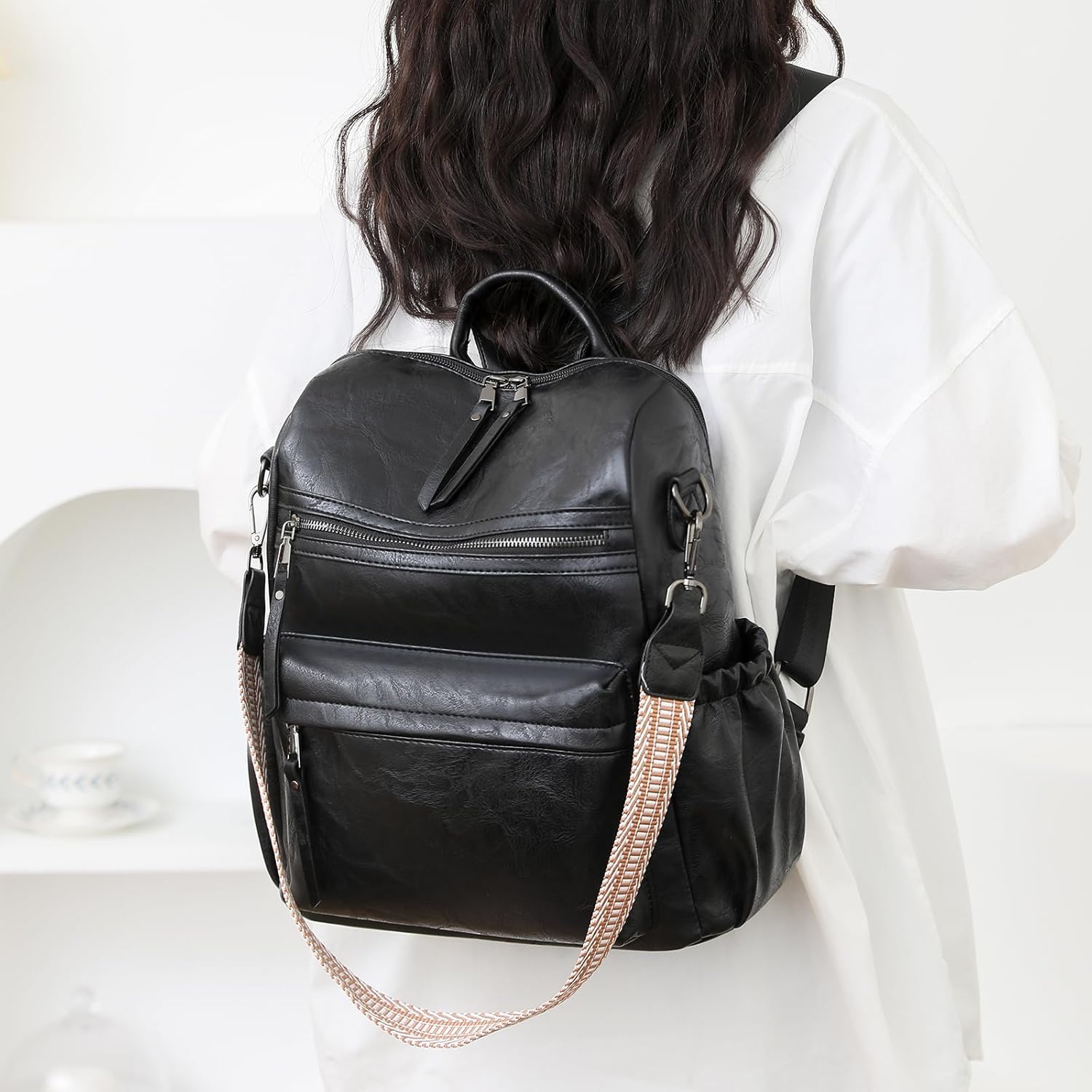Fashion Backpack Purse for Women Leather medium Anti-theft Multipurpose PU Ladies Shoulder Travel bag Satchel Handbags