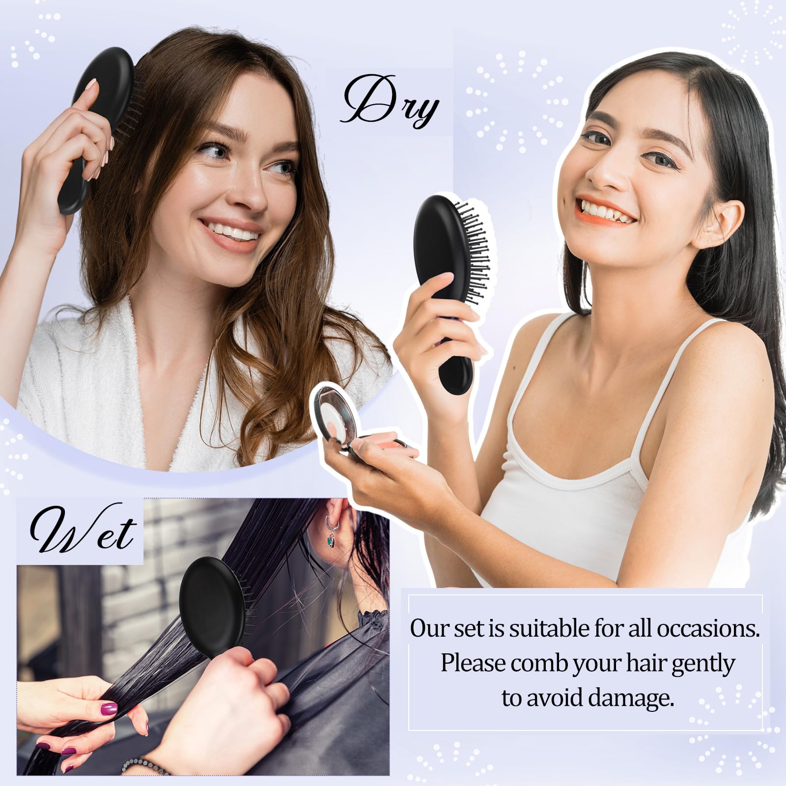60 mini cepillos para el cabello a granel para personas sin hogar, cerdas suaves, añade brillo al cuero cabelludo, masaje y desenreda, para viajes, cabello seco y húmedo, para mujeres
