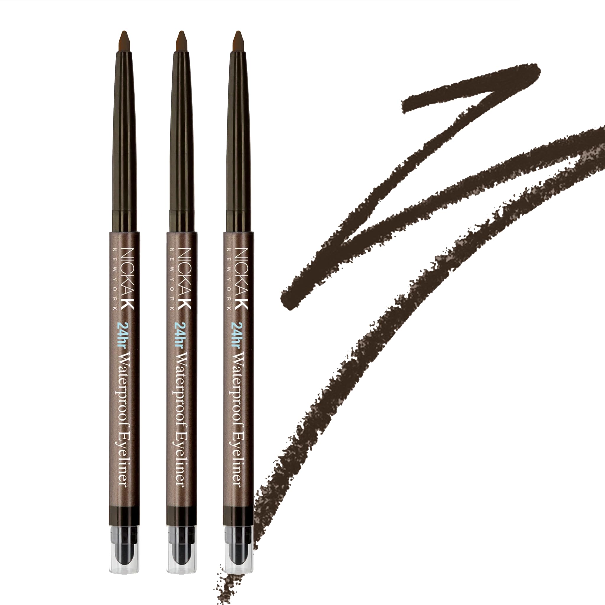 The Make-Up Artist Project 3 pack bundle of NYA41 Dark Brown Waterproof Eyeliner Long-Lasting Dark Brown Color Intensity