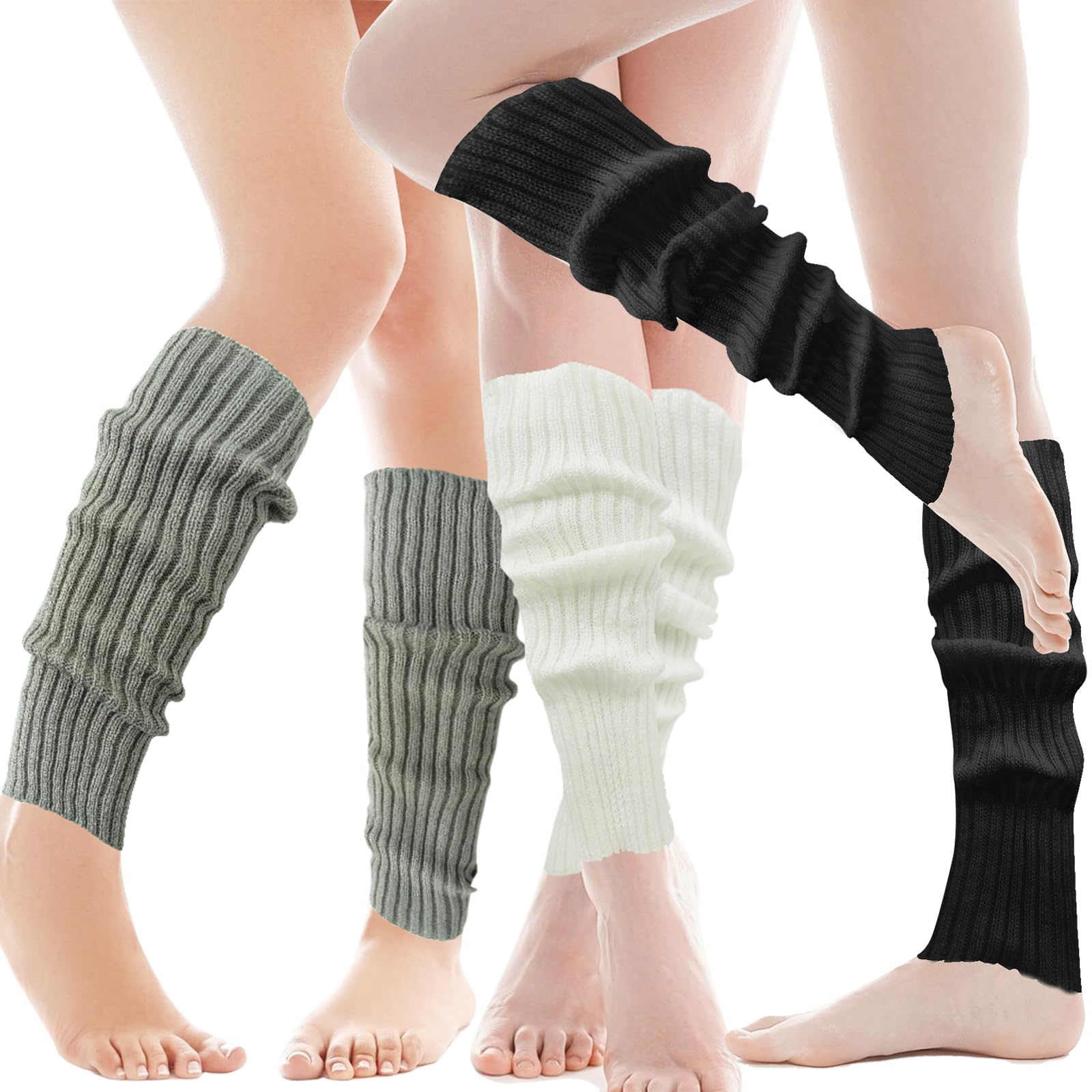 3 Pairs Leg Warmers,Women's Ankle Warmers 80s Ribbed Knitted Long Socks — free download
