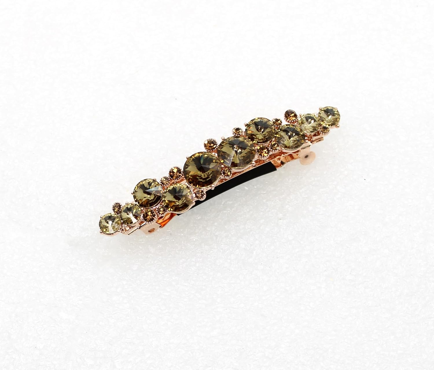 Faship Smoked Topaz Chocolate Brown Rhinestone Crystal Floral Small Hair Barrette Clip