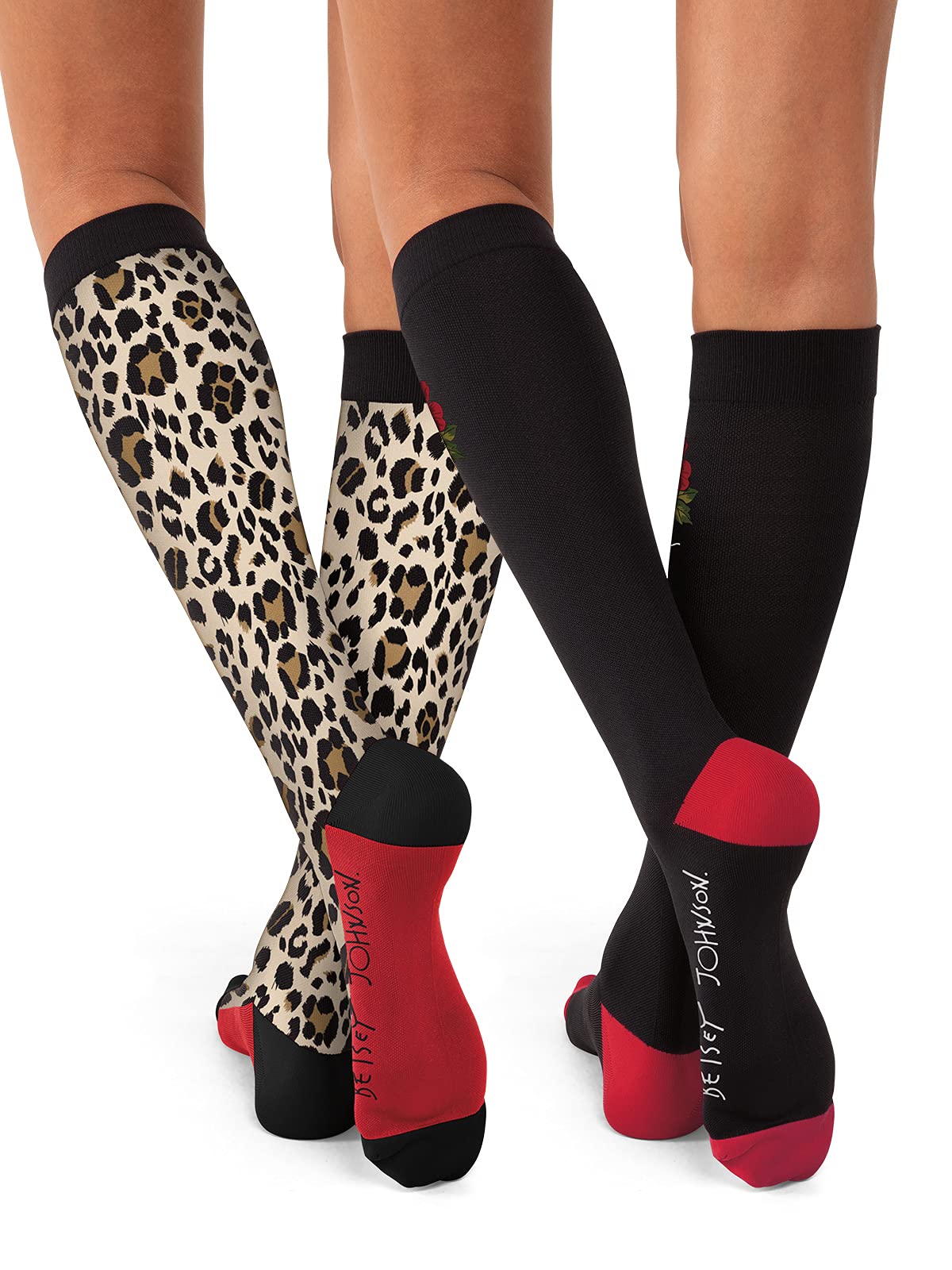 KOI Betsey Johnson BA178 Compression Socks 2-pk Floral Cheetah Betsey M-L