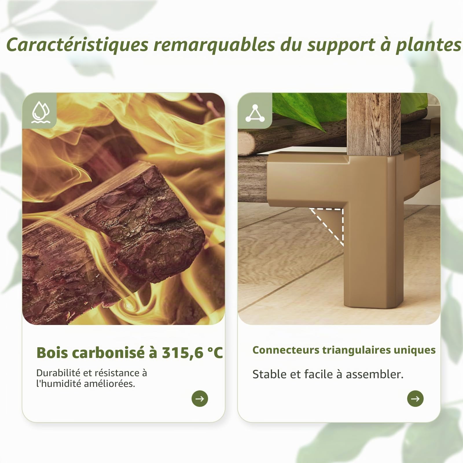Bamworld Support pour plantes avec lampes de croissance - Grande étagère pour plantes d'intérieur suspendues