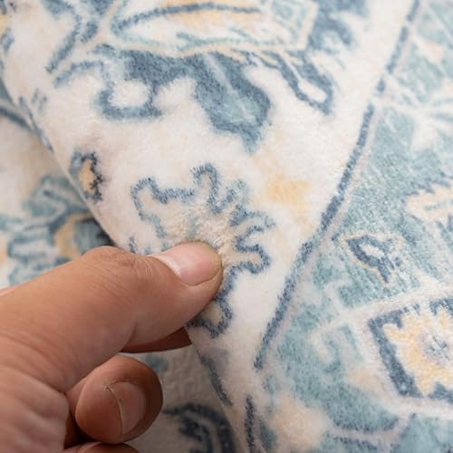 Miniatura 5 de Alfombra de pasillo, alfombra larga vintage lavable de 2 x 10 pies, con parte trasera antideslizante, medallón ultrafina, no desprende pelo,