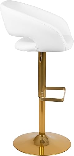 Miniatura 91 de Flash Furniture Erik Taburete de bar contemporáneo de altura ajustable con reposapiés y respaldo medio redondeado, taburete tapizado de altura de