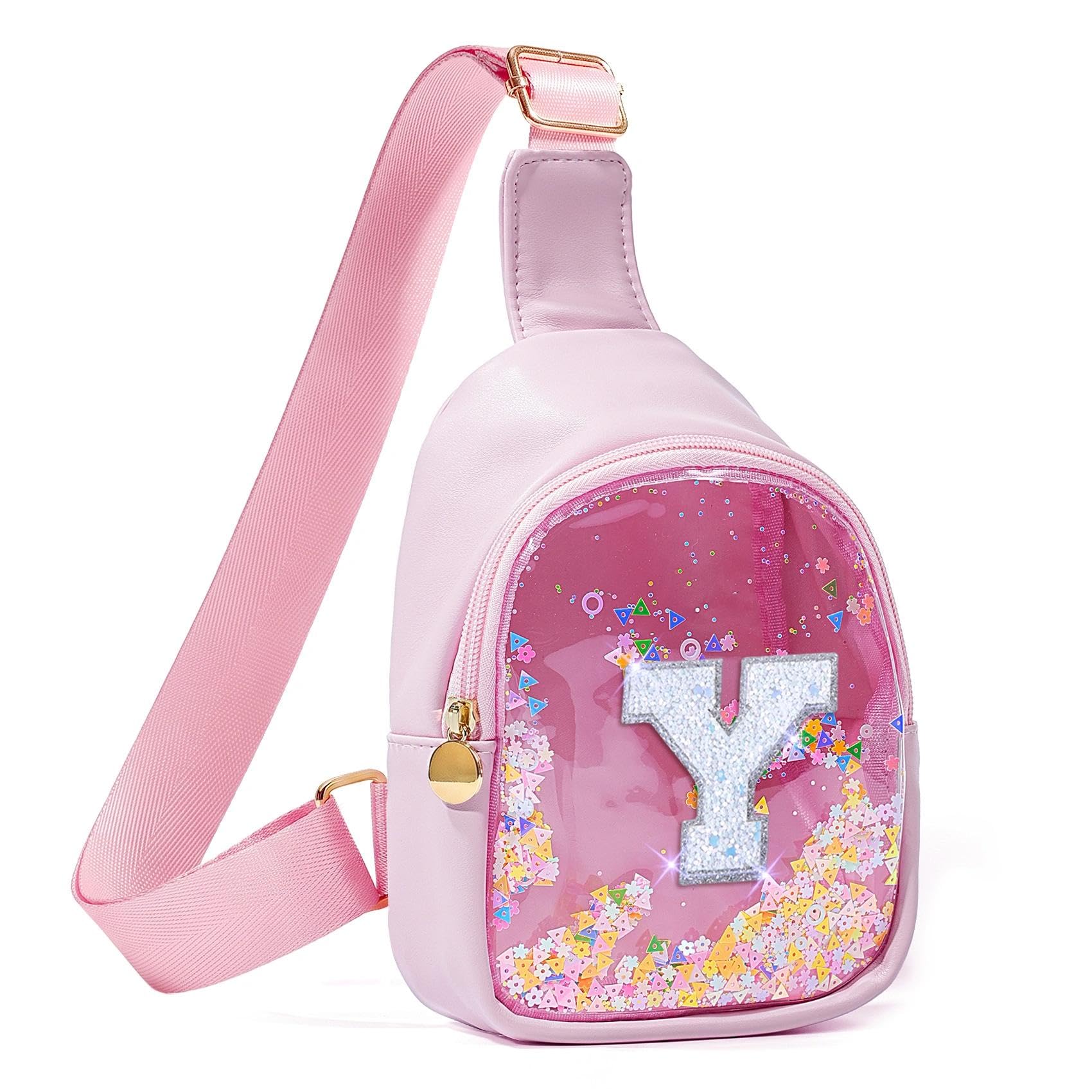 COSHAYSOO Pink Toddler Little Girls Purse 2 3 4 5 6 7 Year Old Kids Sling Bag Initial Crossbody Pouch, Stylish Trending Practical Useful Birthday Christmas Valentines Graduation Gifts Letter Y