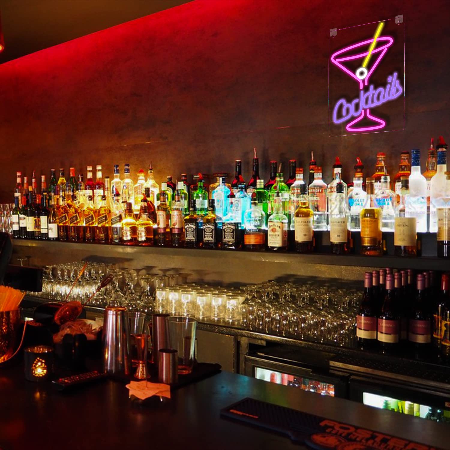 soulglass Bar Bier Neonlicht, Weinglasschild, LED-Lichtschilder für