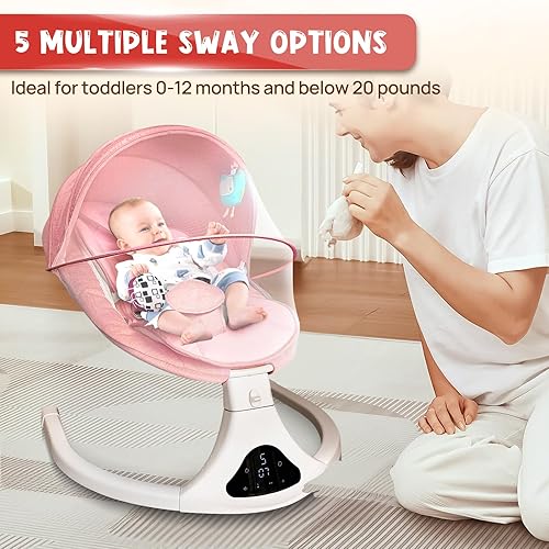 Miniatura 5 de Columpio de bebé calmante para bebés, columpio eléctrico portátil para bebés de 0 a 6 meses, columpio infantil Bluetooth para recién nacido con