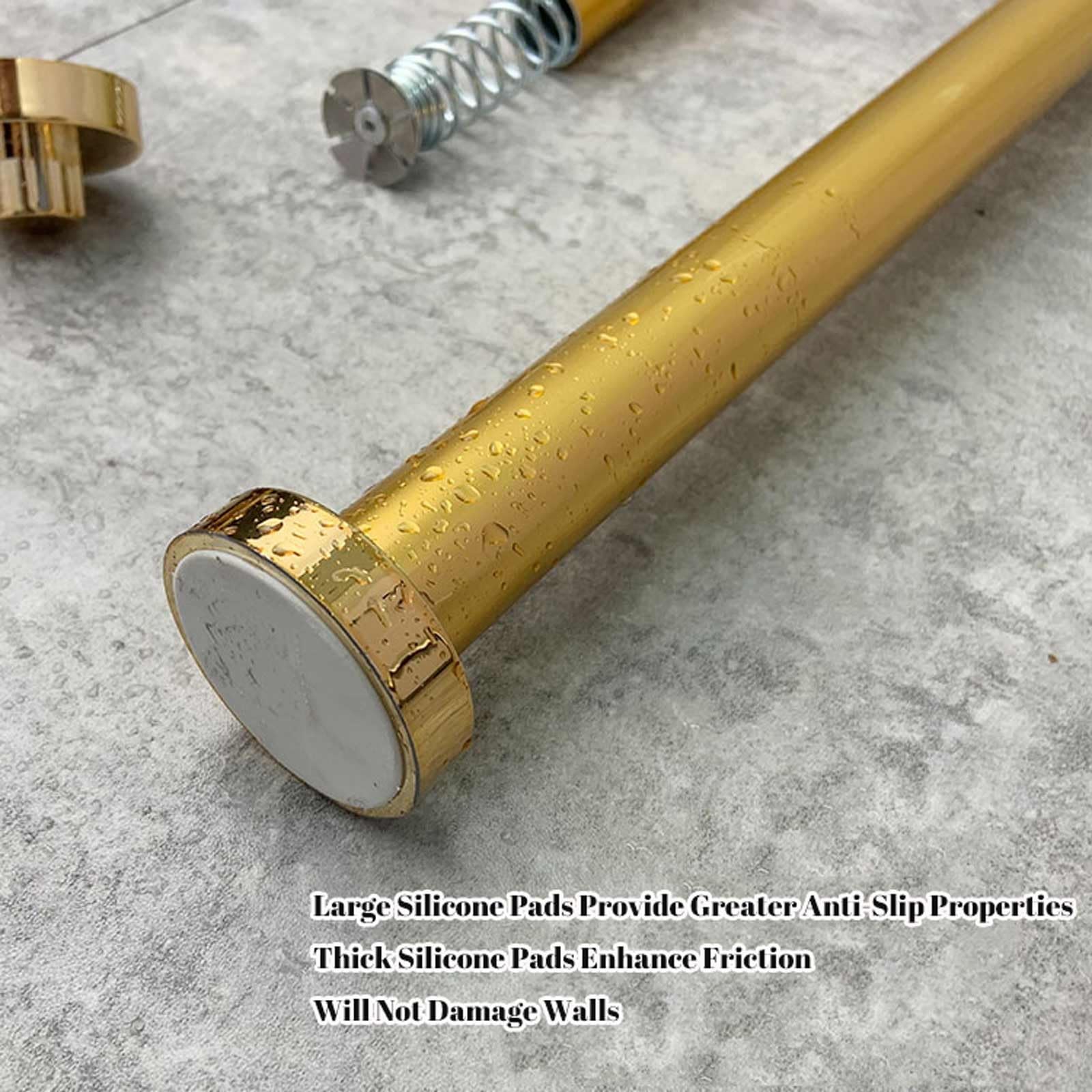 Tringle à Rideau de Douche télescopique Robuste sans perçage, réglable de 50 à 280 cm, pour Cuisine, Salle de Bain et Chambre (dorée, 90-160 cm / 2,9-5,2 pi)